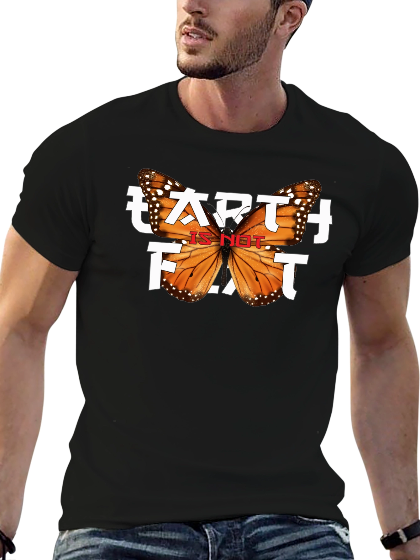 Earth is NOT Flat Butterfly Graphic Tee