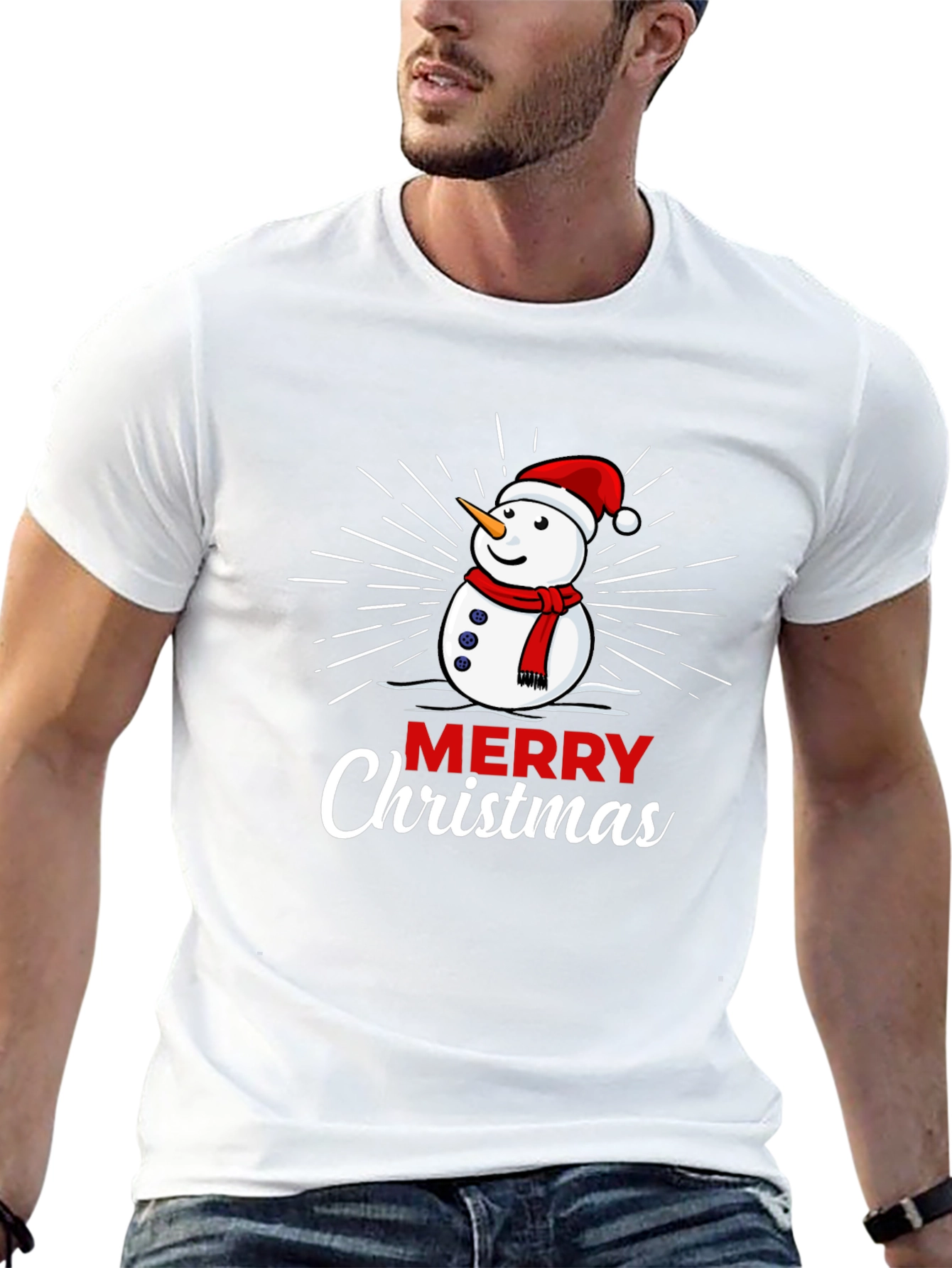 Merry Christmas Snowman Graphic T-Shirt
