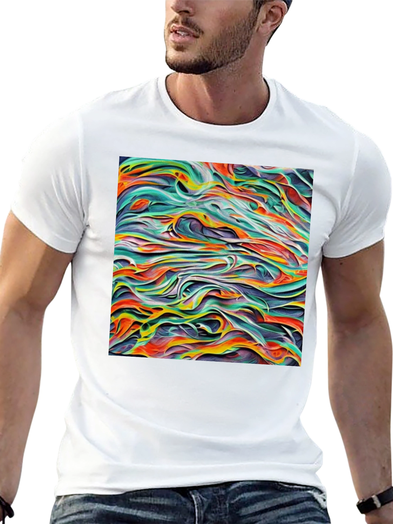 Abstract Swirl Art Black T-Shirt