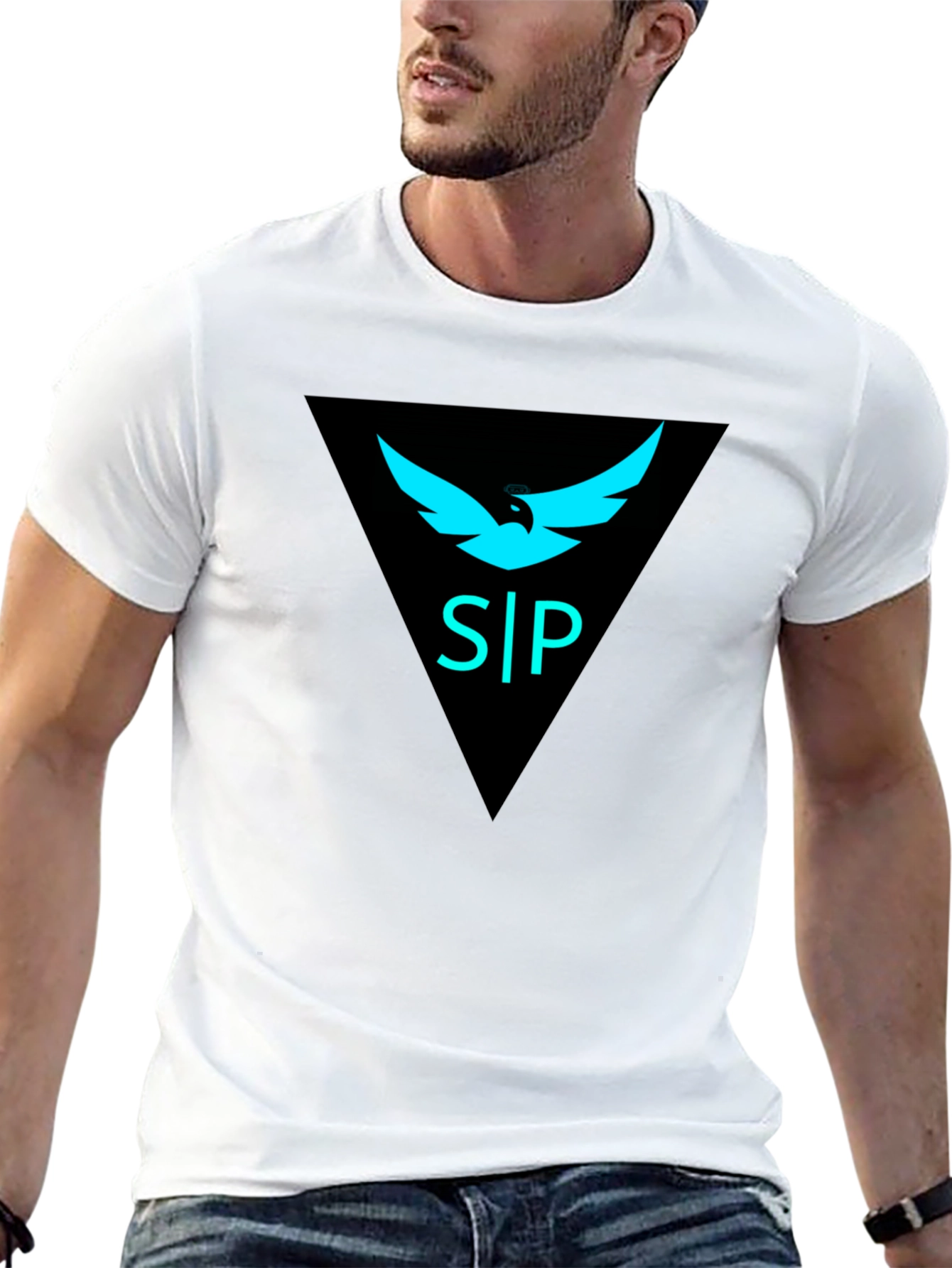 Black T-Shirt with Abstract Graphic Design