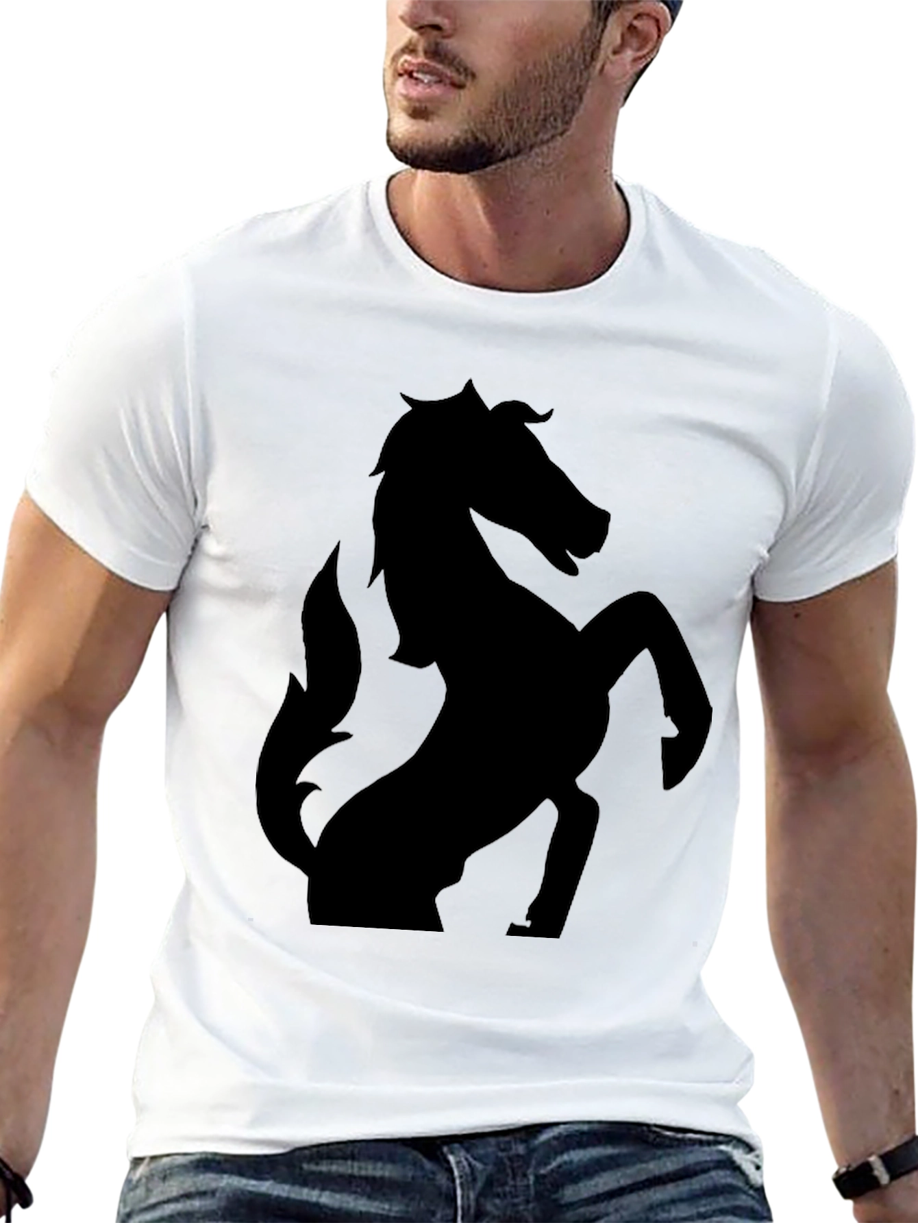 Black Horse Silhouette T-Shirt - Stylish Graphic Tee