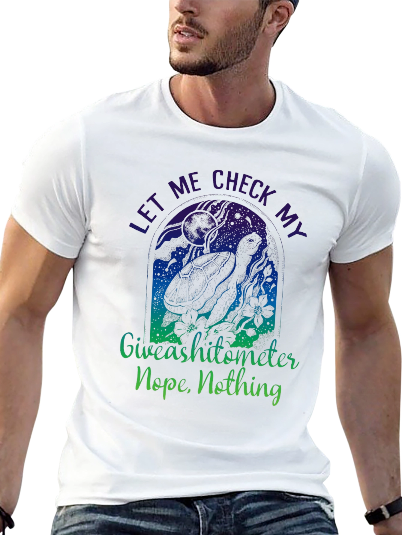 Funny Turtle Giveashitometer Mens Black T-Shirt
