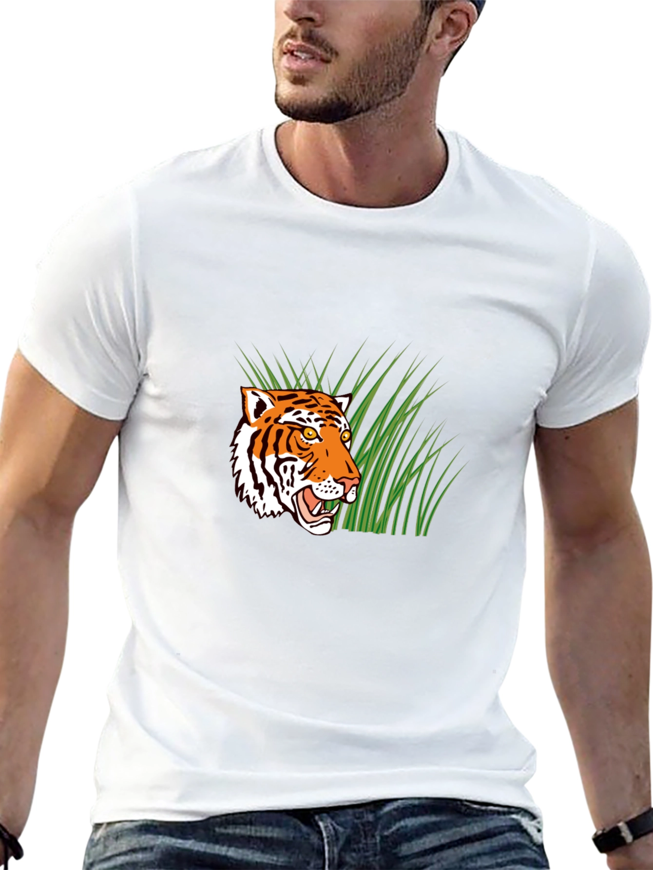 Tiger Graphic T-Shirt - Black Crew Neck