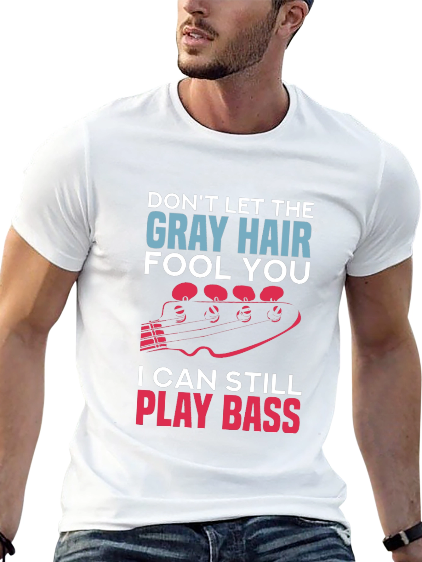 Gray Hair Bass Player T-Shirt