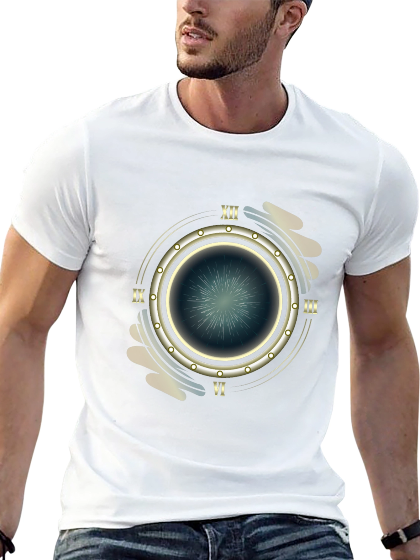 Steampunk Timepiece Graphic Tee - Mens Black T-Shirt