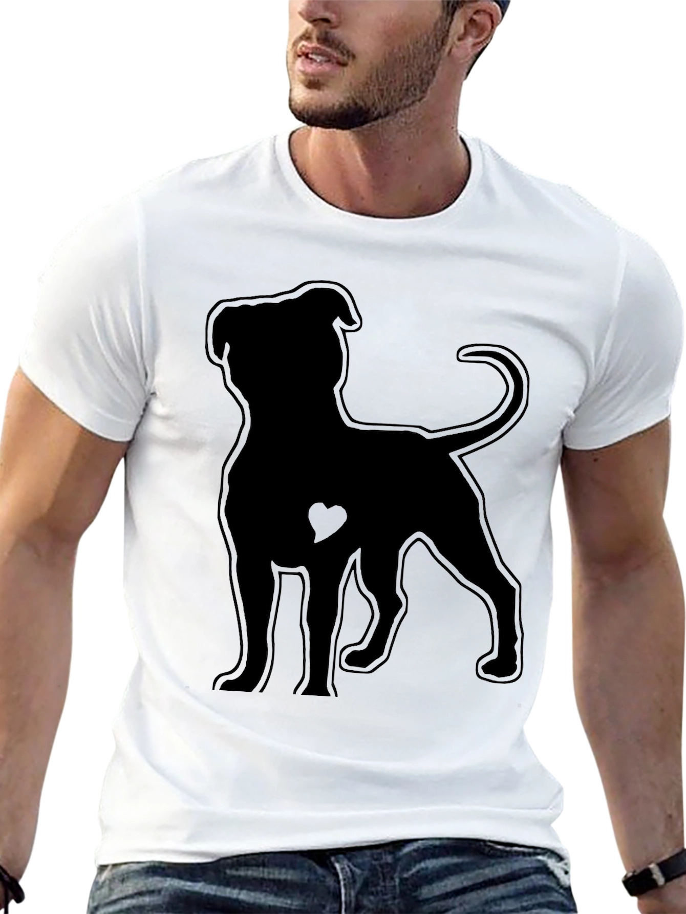 Pitbull Heart Silhouette Black T-Shirt
