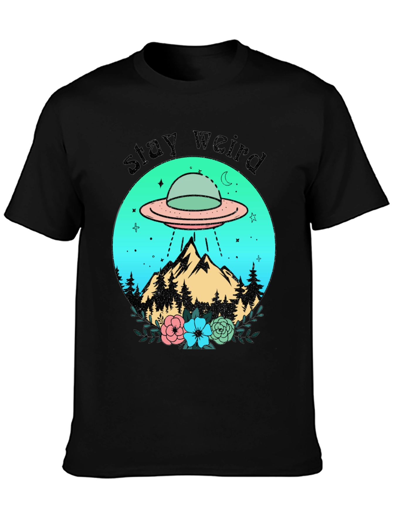 Stay Weird Alien UFO Graphic T-Shirt