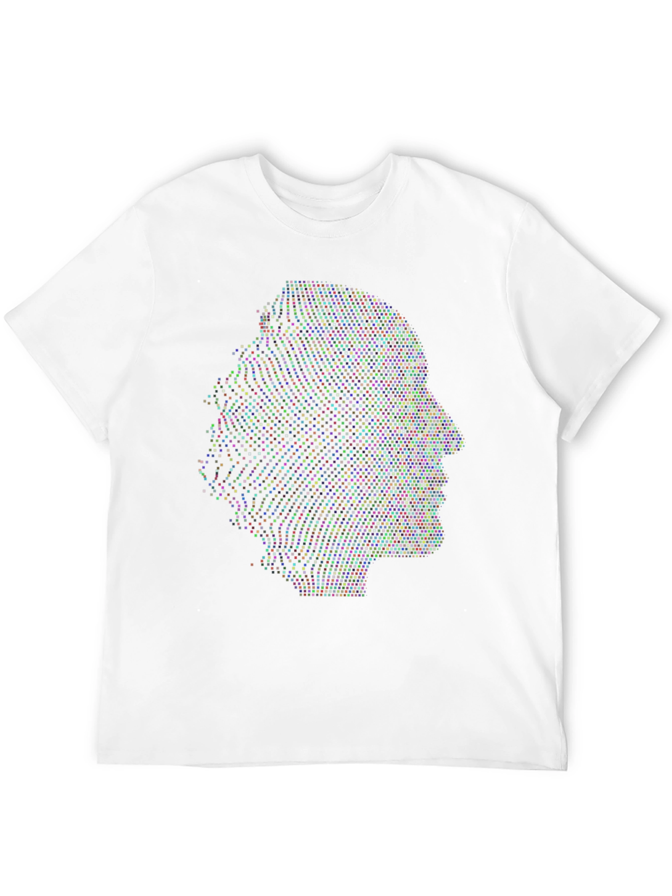 Abstract Face Dot Matrix Graphic Black T-Shirt