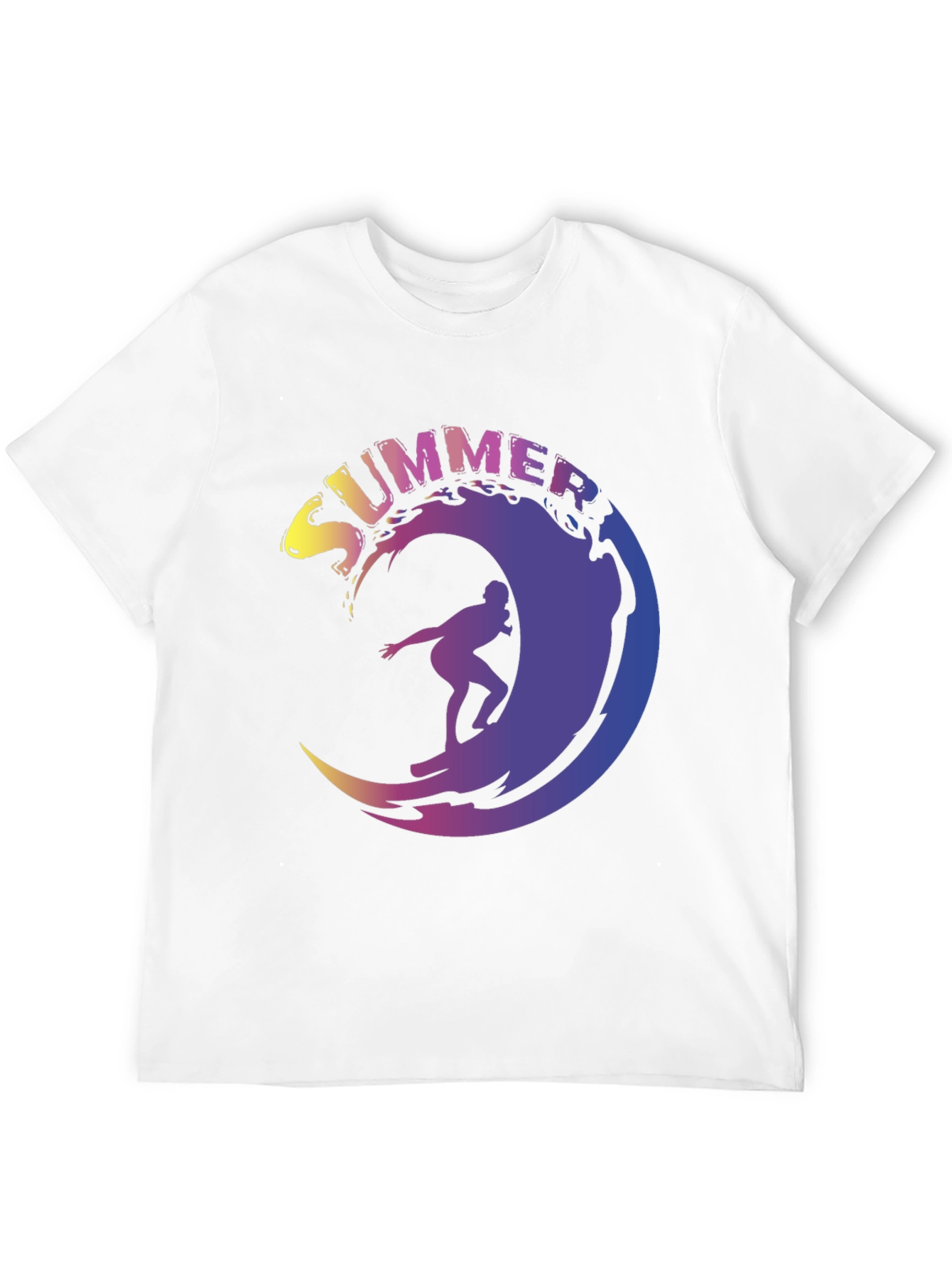 Summer Surfing Wave Graphic Tee - Black