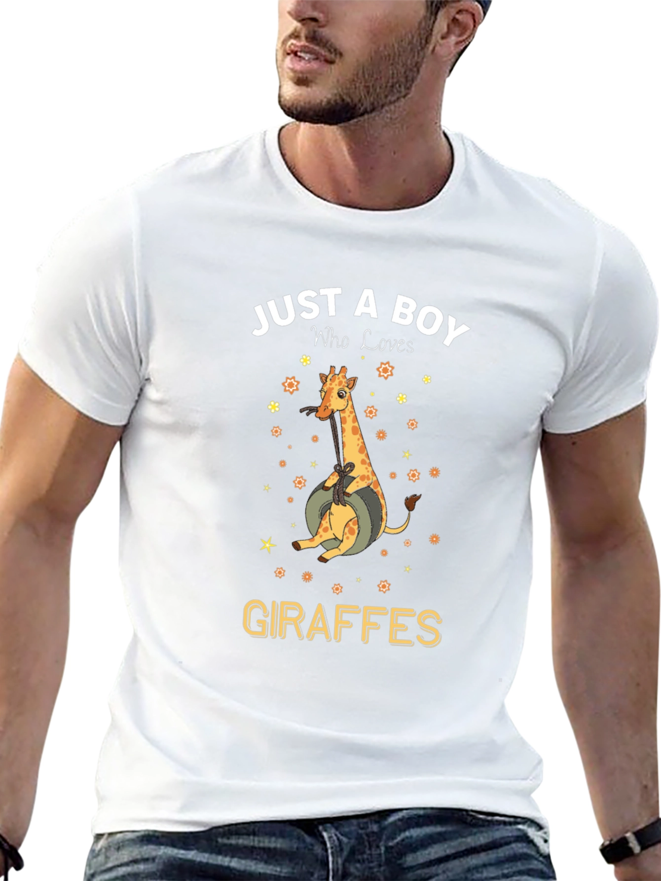 Boy Who Loves Giraffes Graphic Tee - Black