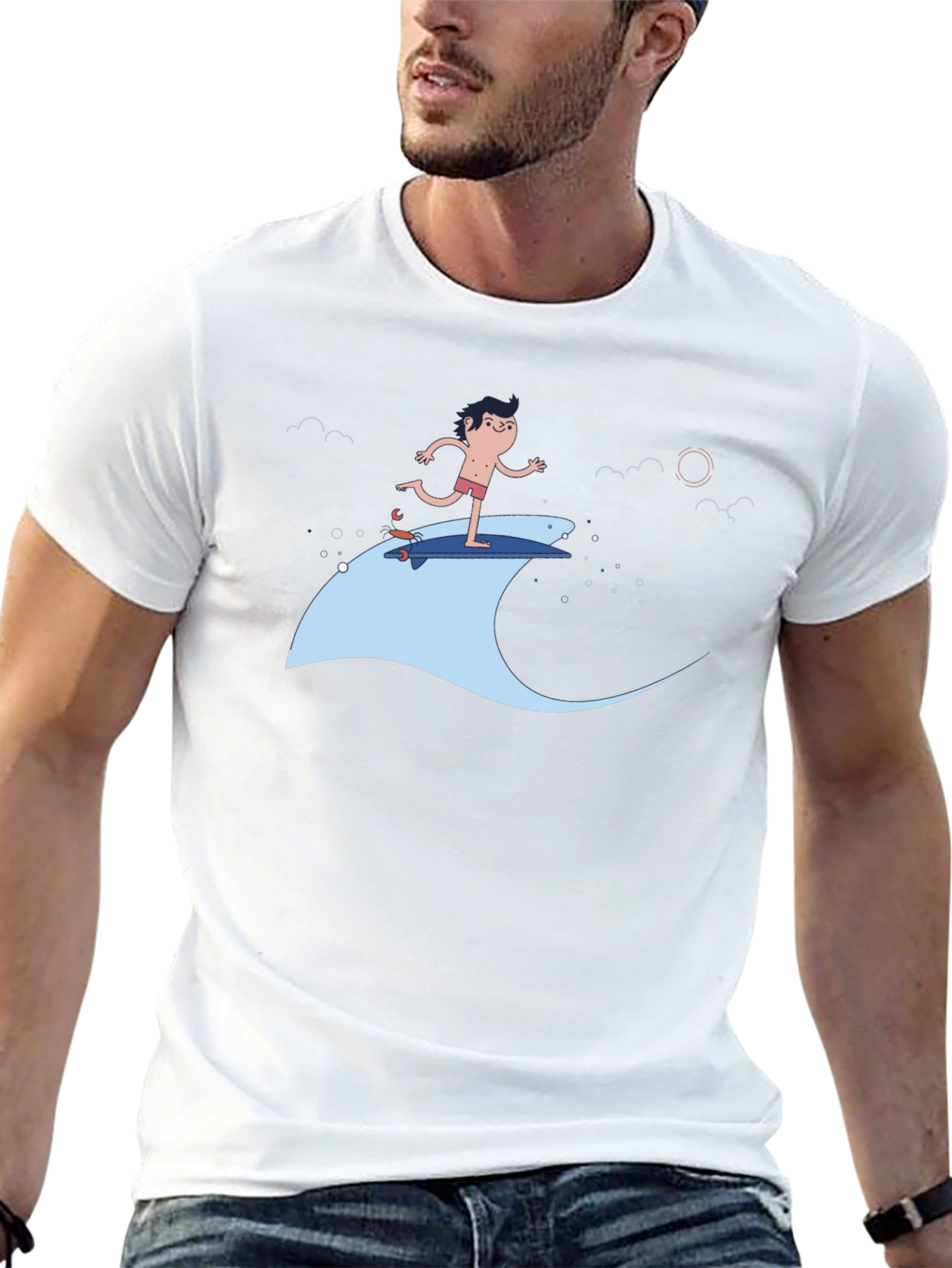 Surfer Dude Black T-Shirt - Cool Graphic Tee