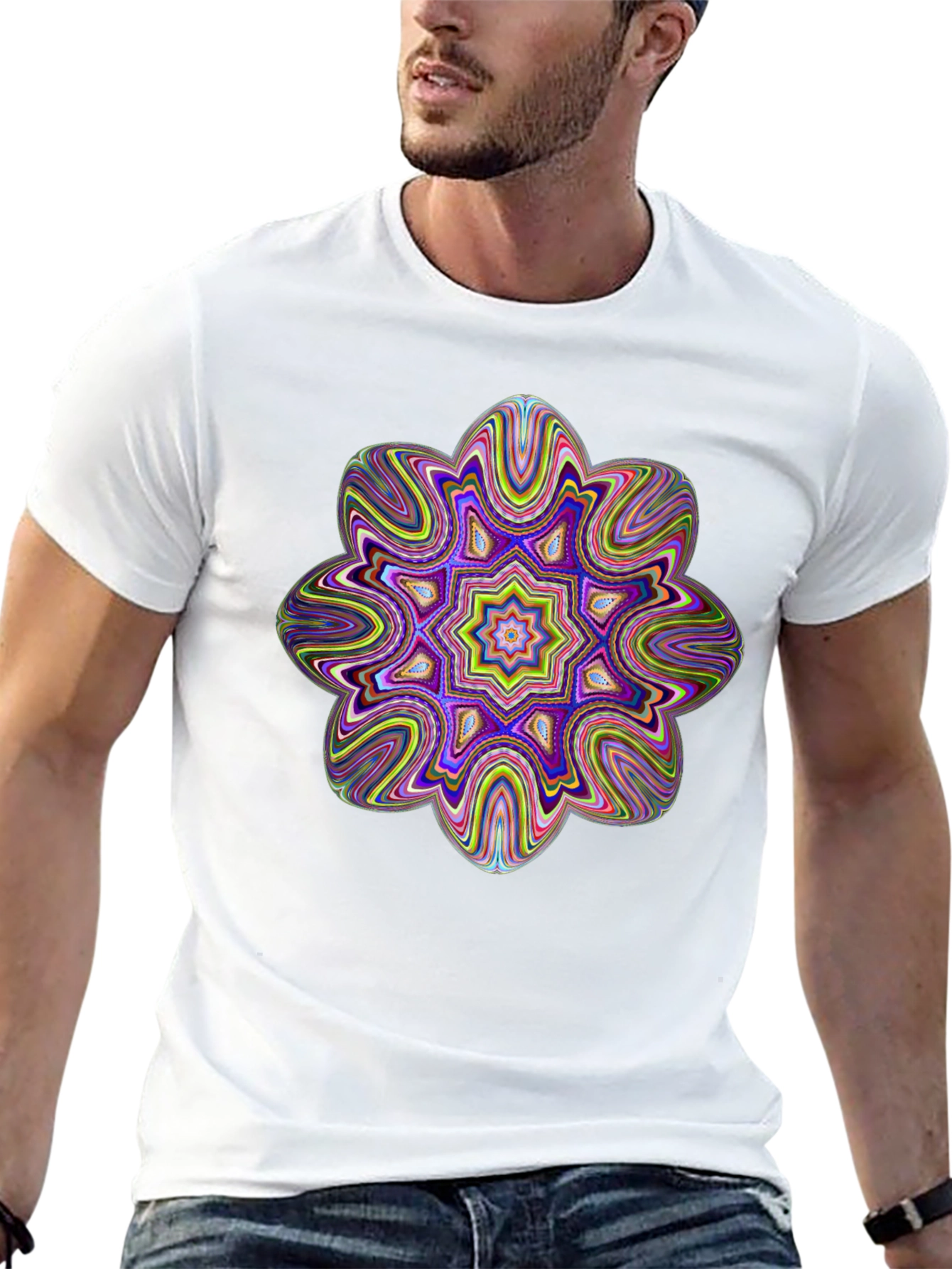 Psychedelic Mandala Graphic Tee - Black