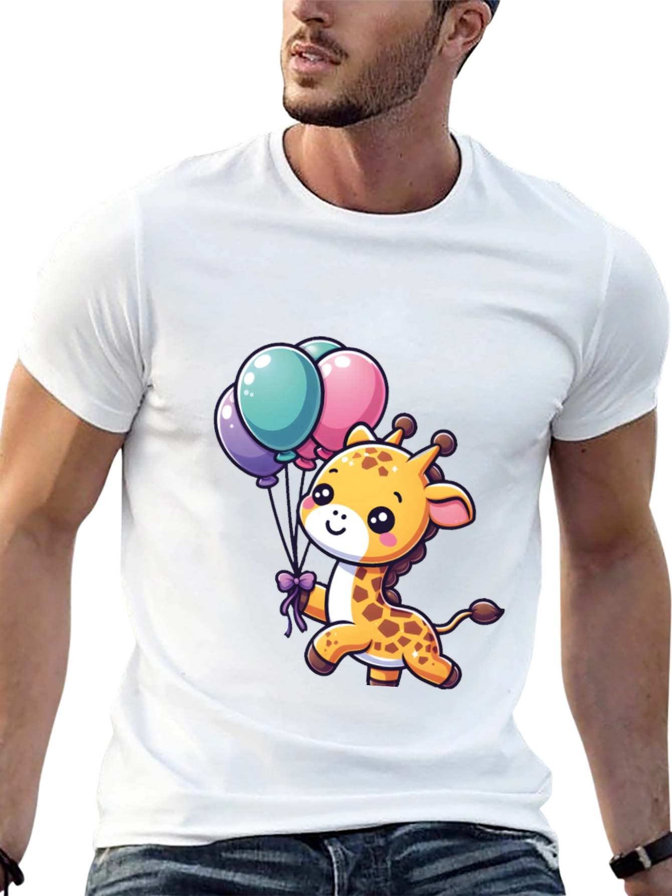 Cute Giraffe T-Shirt with Balloons