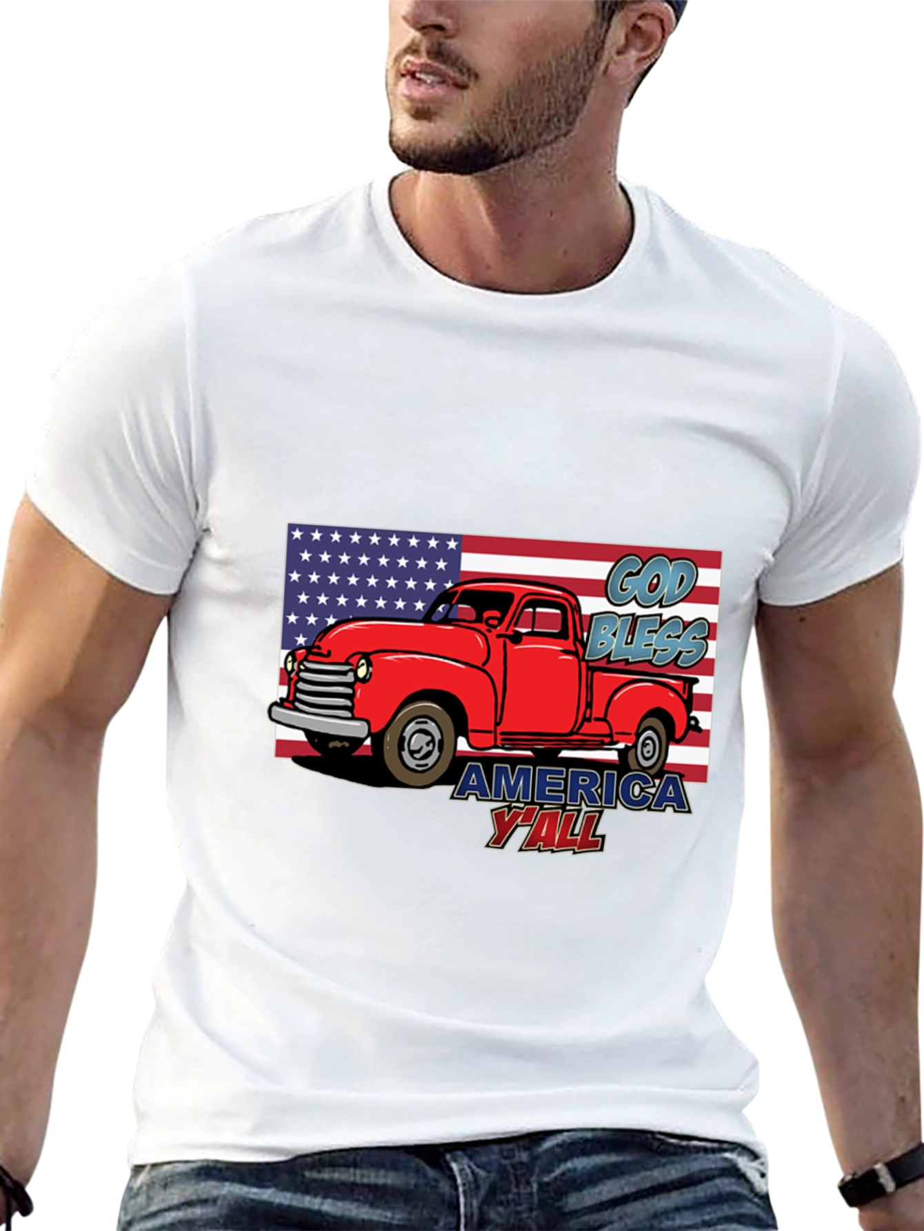 God Bless America Yall Truck Graphic Tee