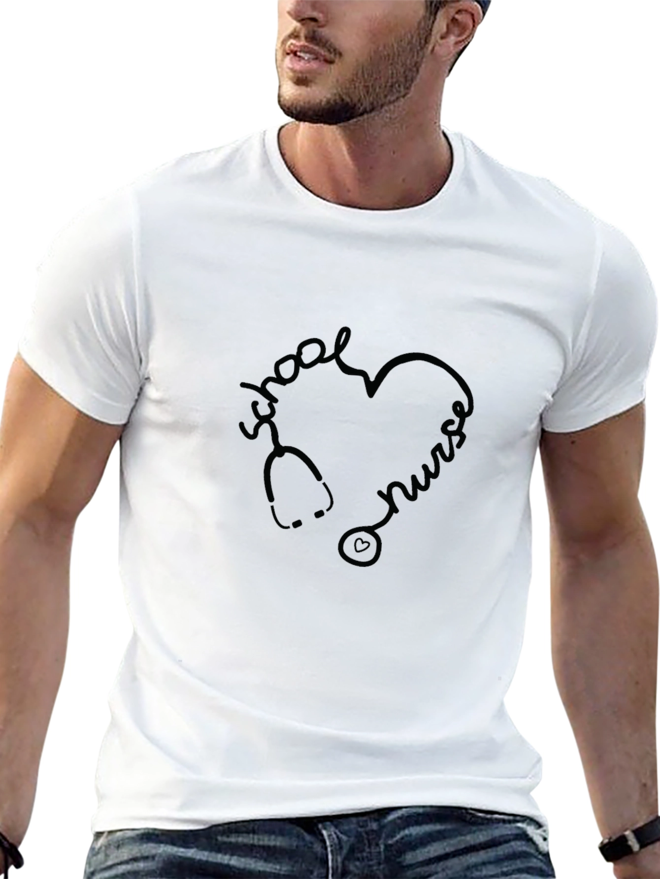 School Nurse Heart Stethoscope T-Shirt