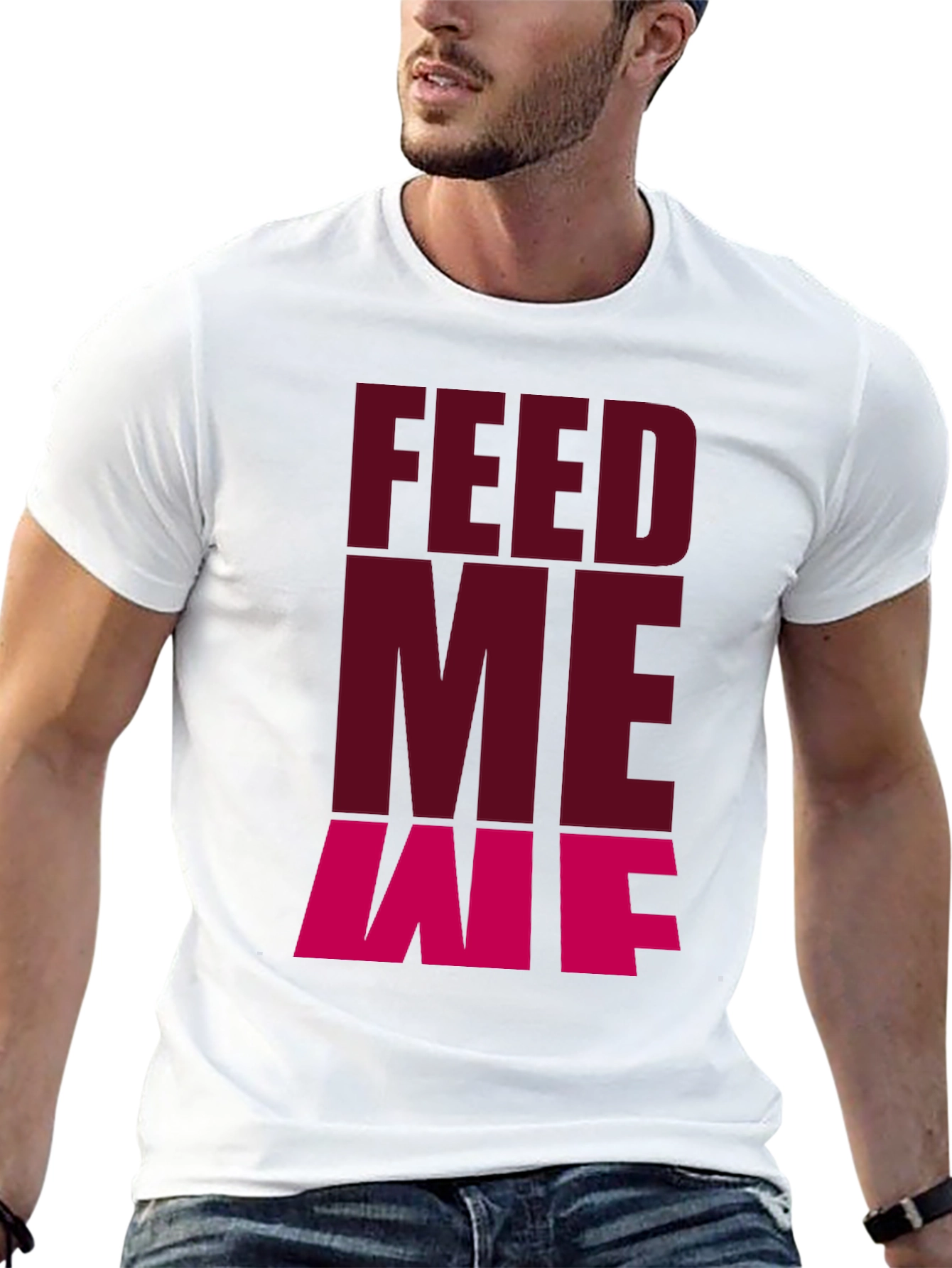 Feed Me T-Shirt - Casual Black Graphic Tee