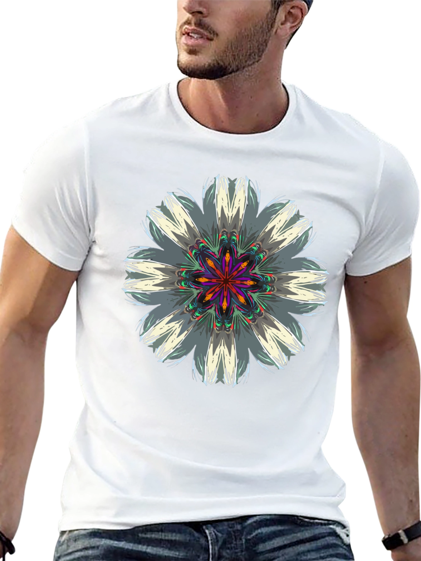 Abstract Floral Graphic Black T-Shirt