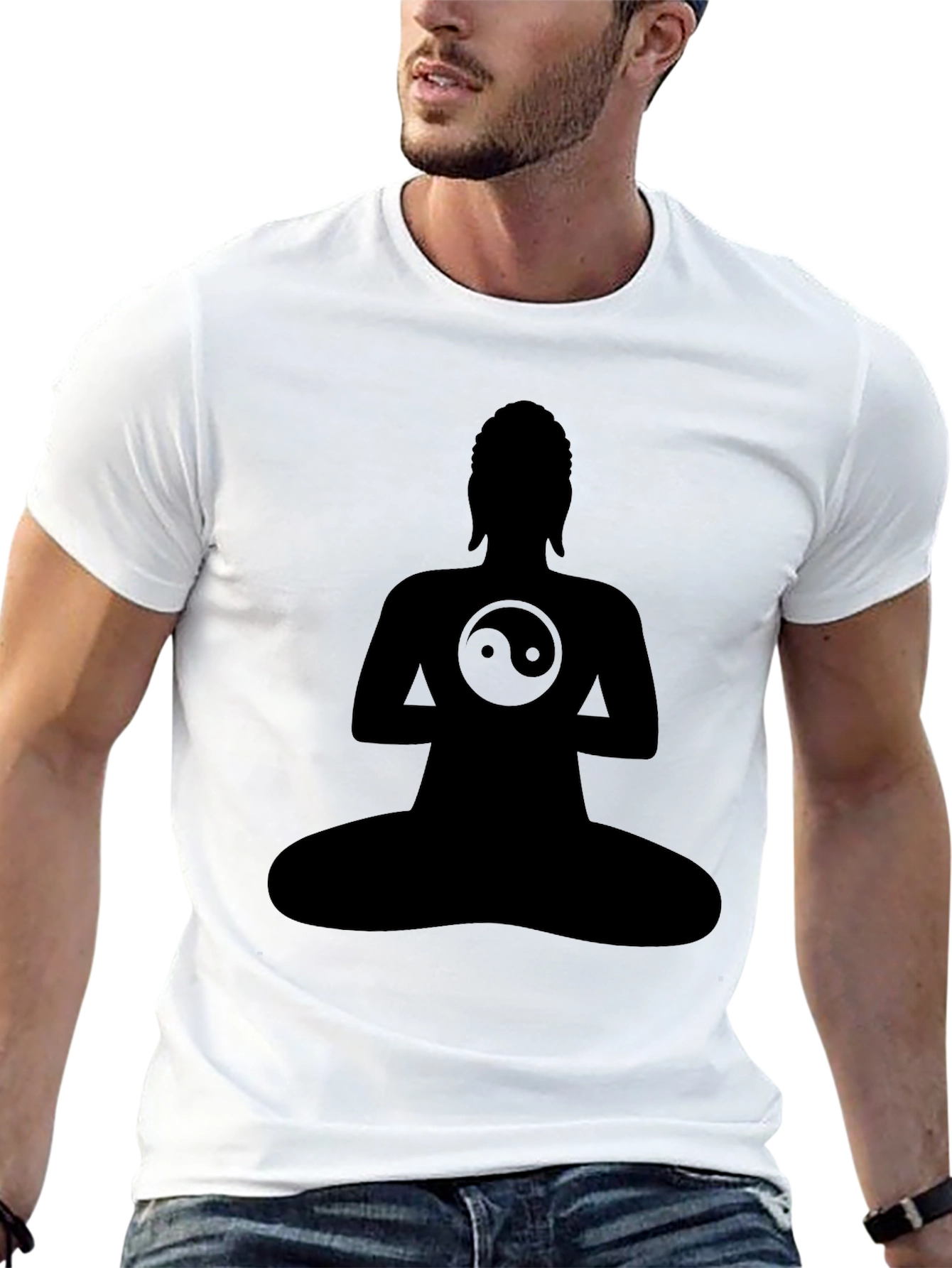 Yin Yang Buddha Silhouette Tee - Zen Style