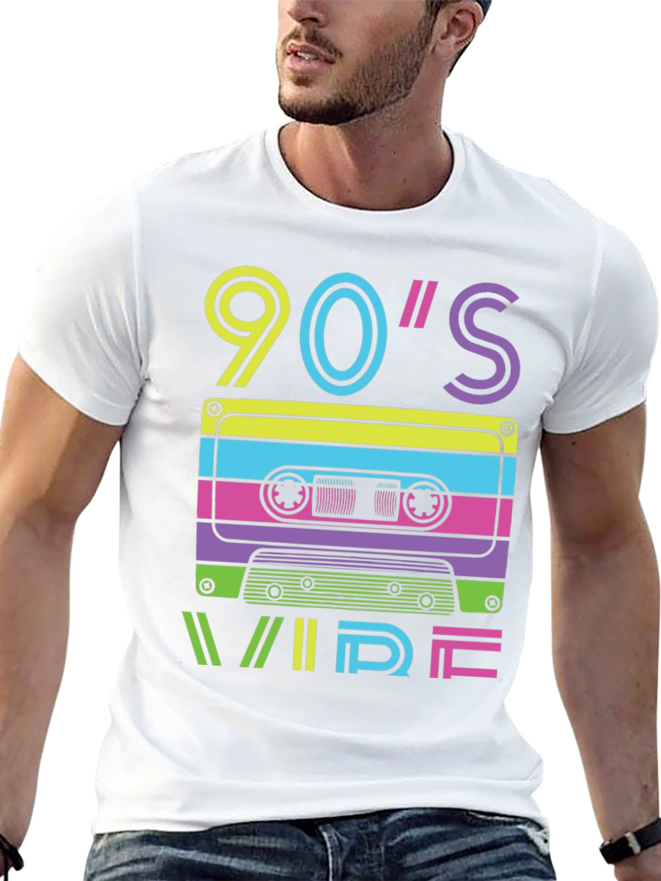 Retro 90s Vibe Cassette Tape Graphic Tee - Black