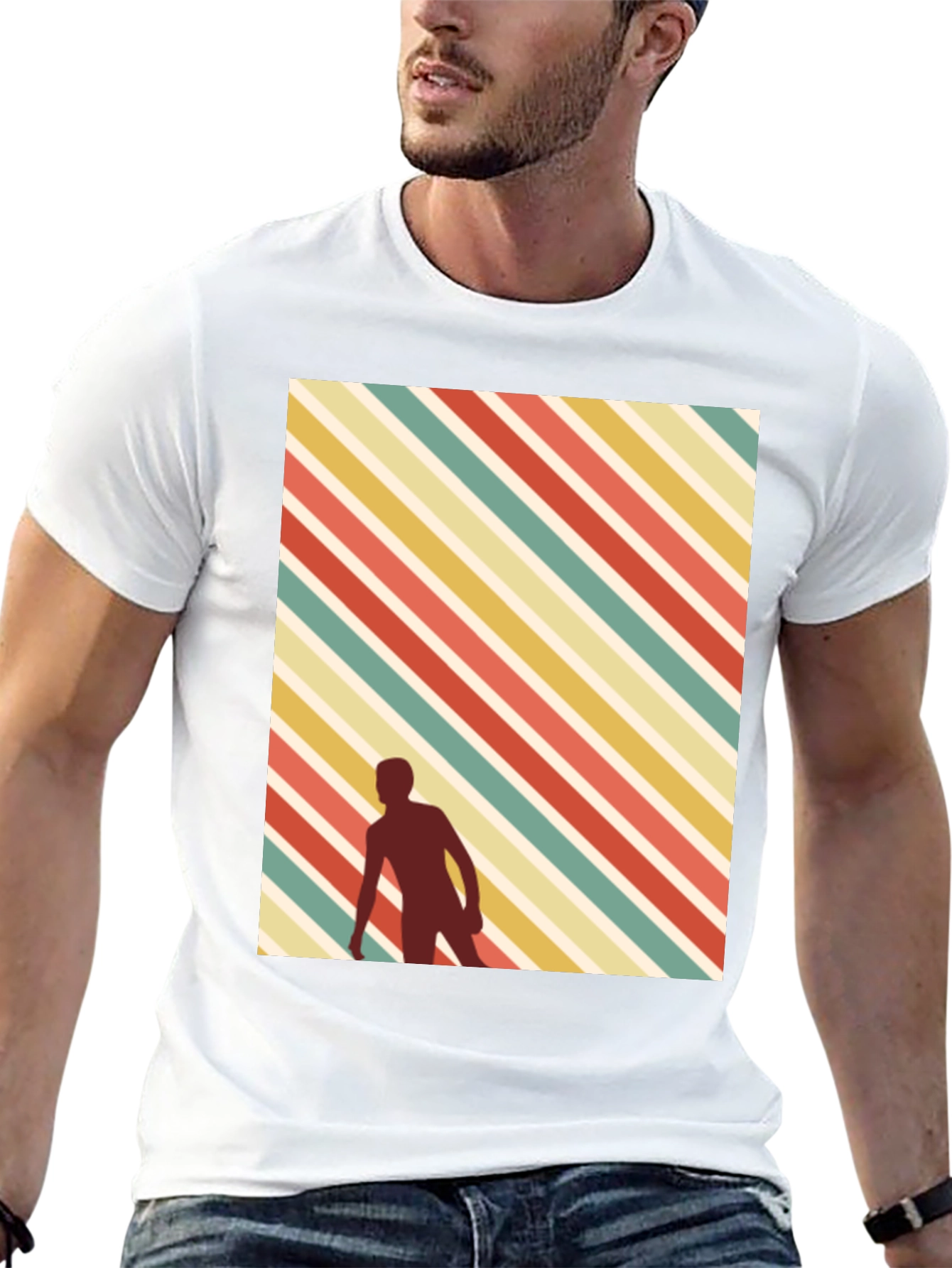 Retro Striped Skater Tee - Black