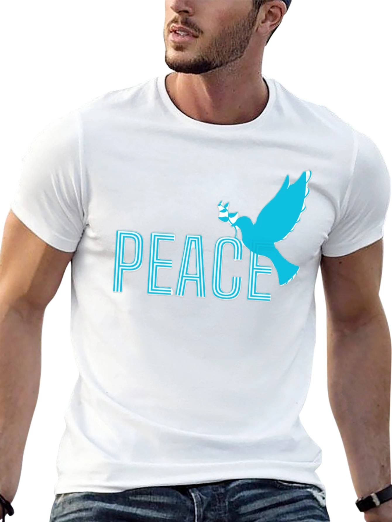 Peace Dove Graphic Tee - Soft Black Cotton Blend