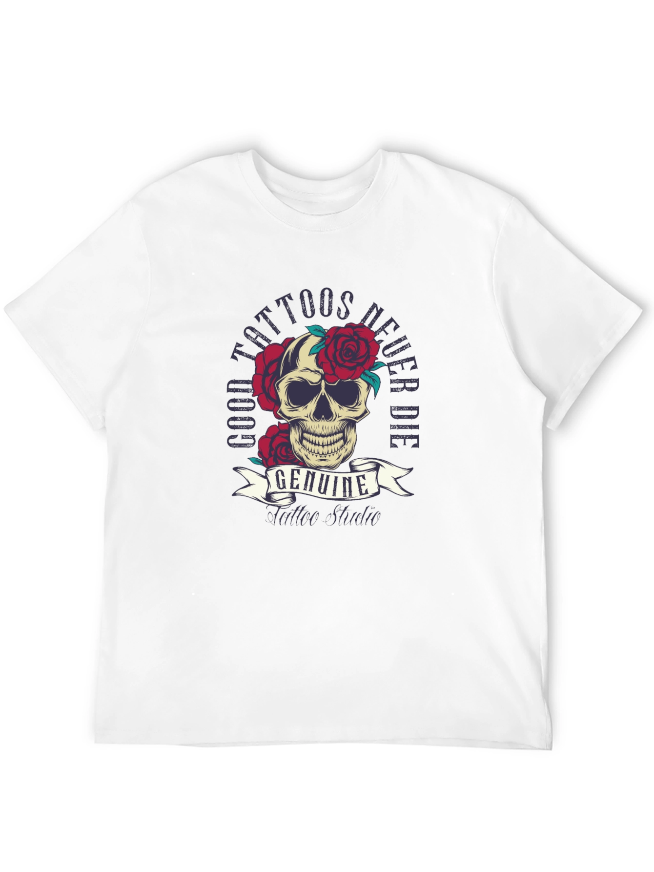 Skull & Roses Tattoo Style Graphic Tee