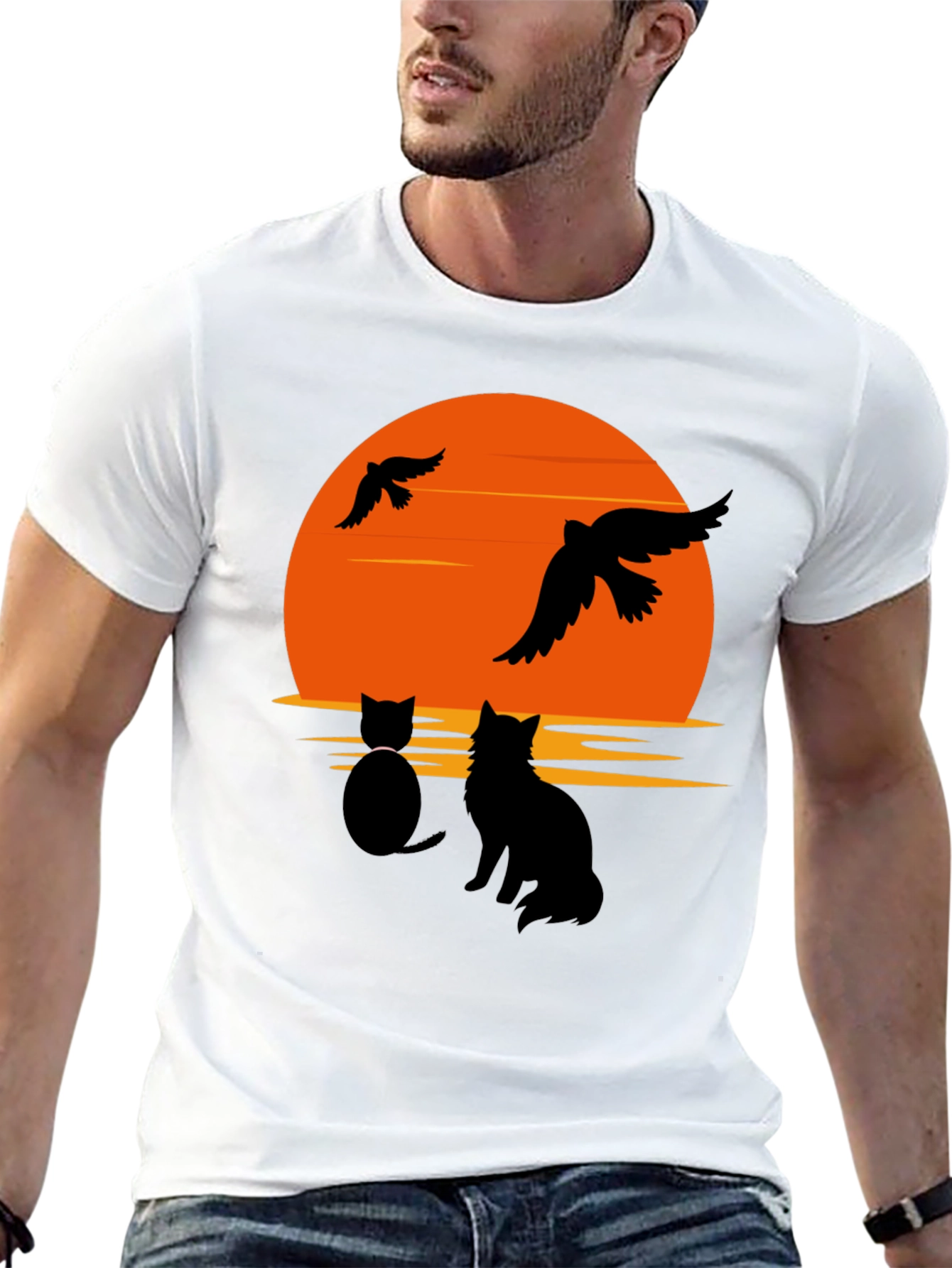 Sunset Cat Graphic T-Shirt