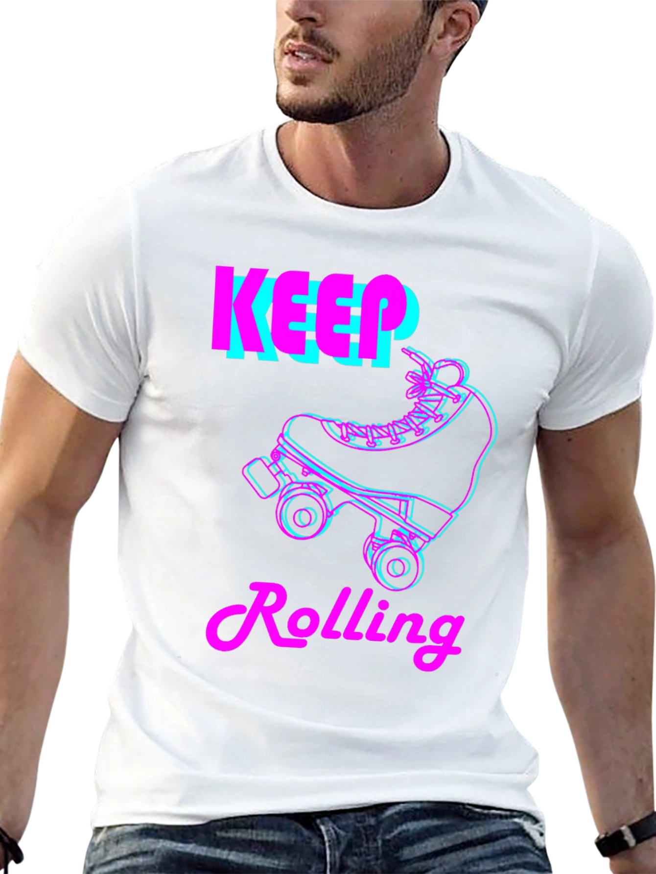 Keep Rolling Skate T-Shirt - Retro Style