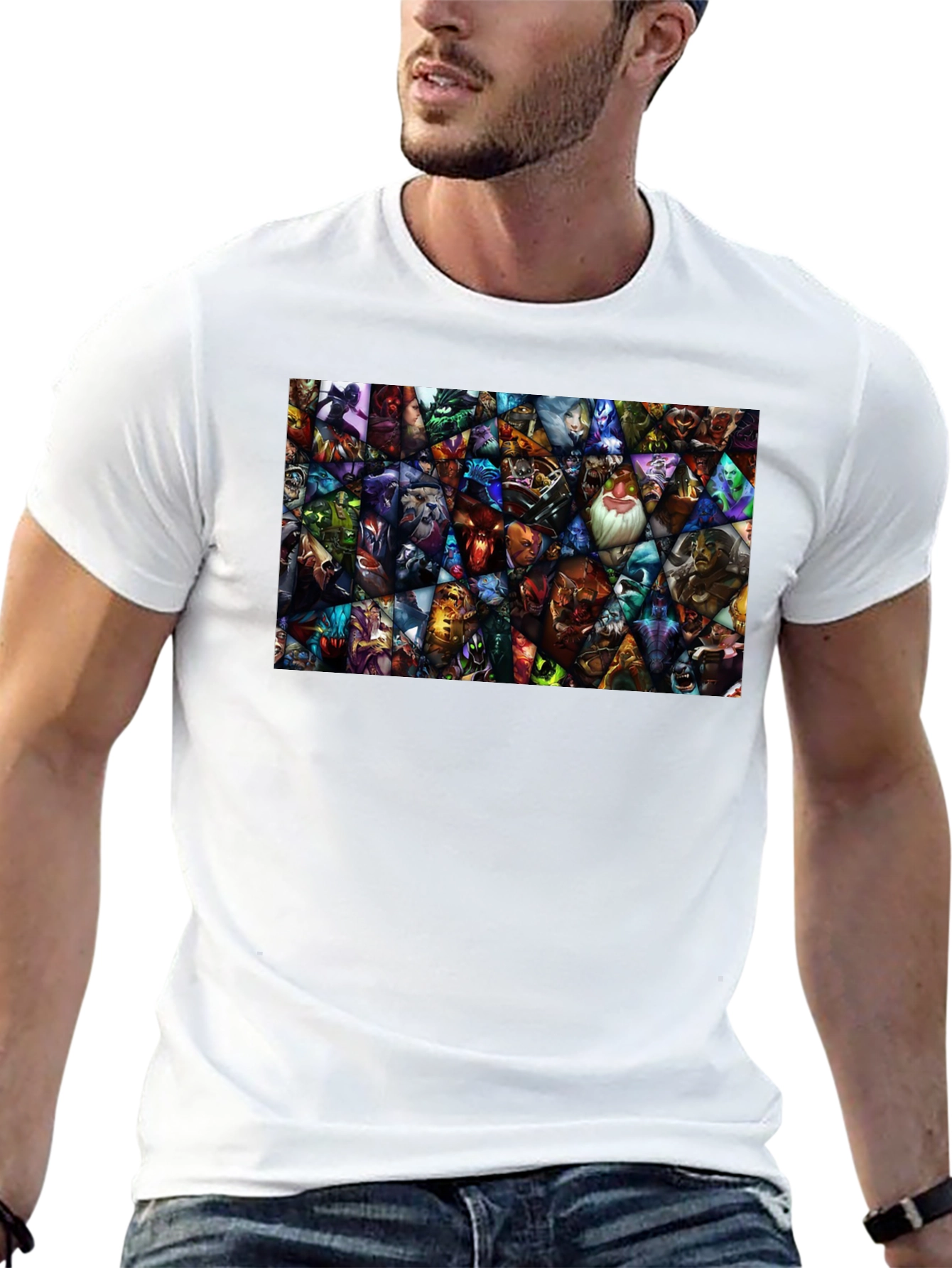 DOTA 2 Hero Mosaic Graphic Black T-Shirt