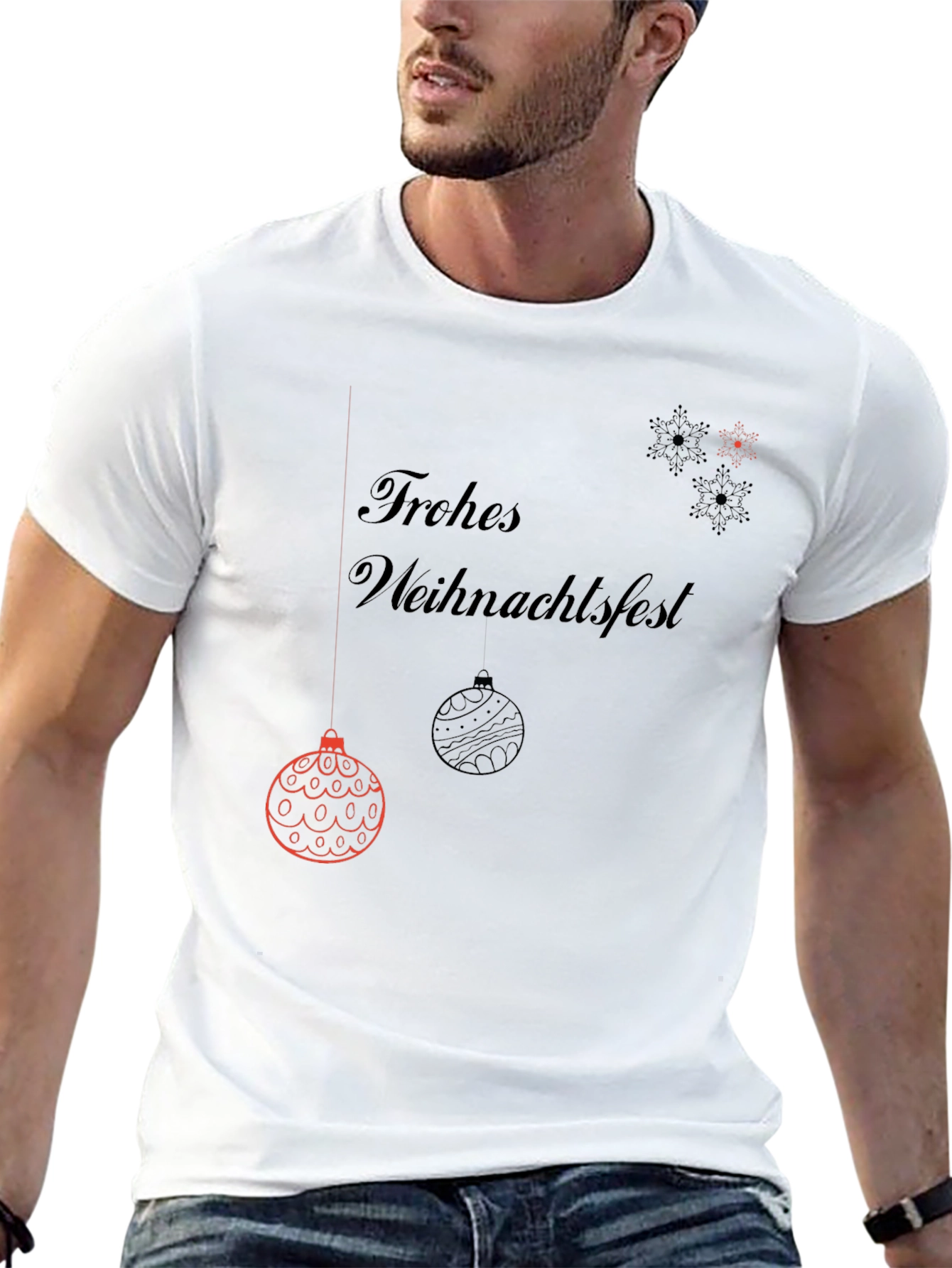 Frohes Weihnachtsfest Black Graphic Tee