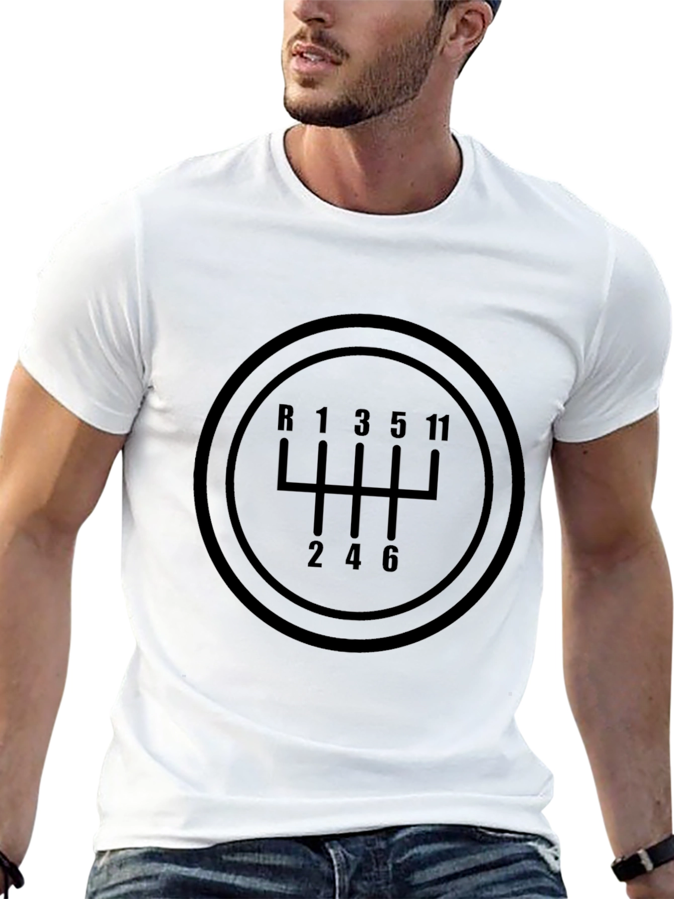 Black Manual Shift Pattern T-Shirt