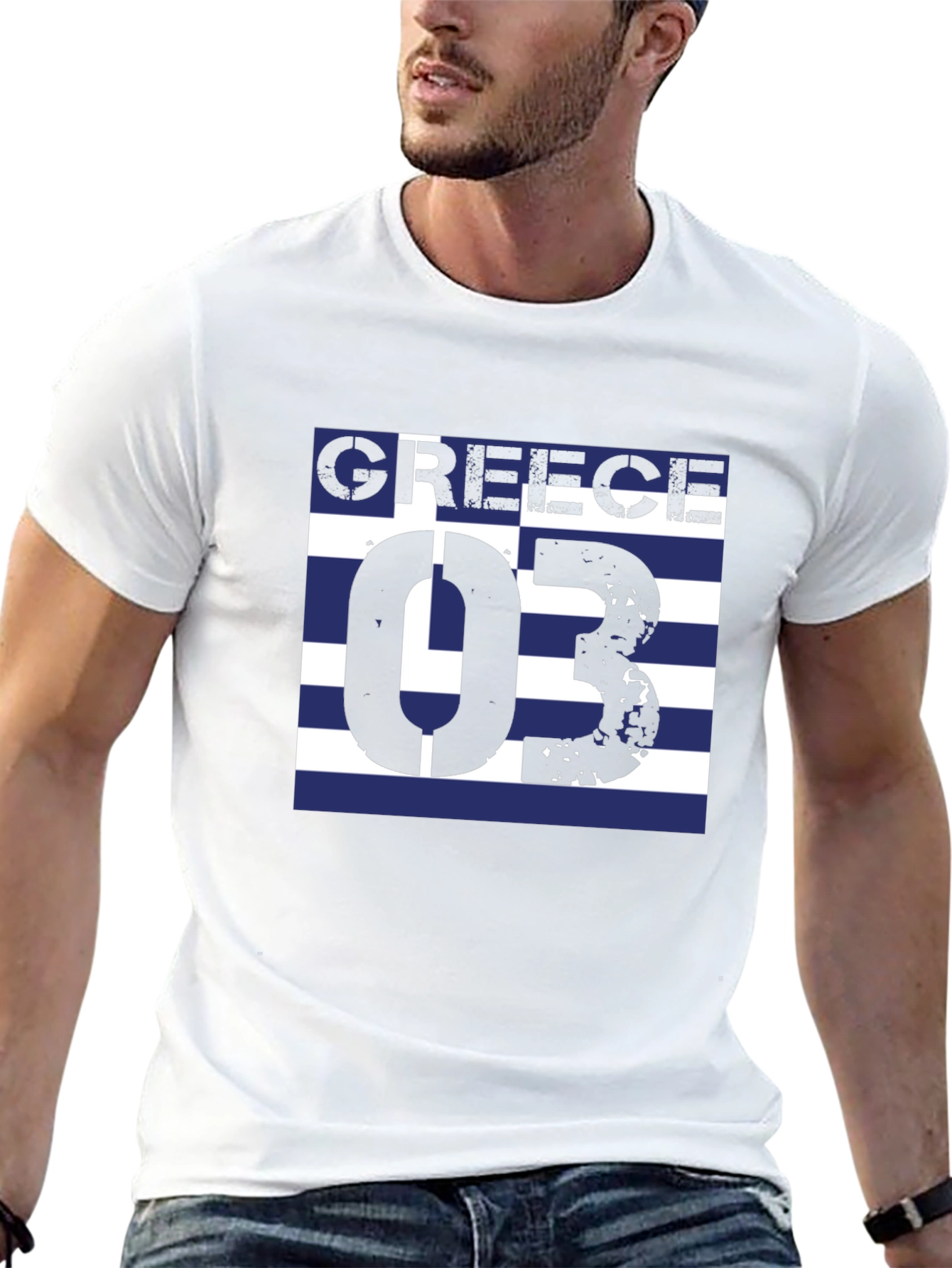 Greece Flag T-Shirt - Black Graphic Tee