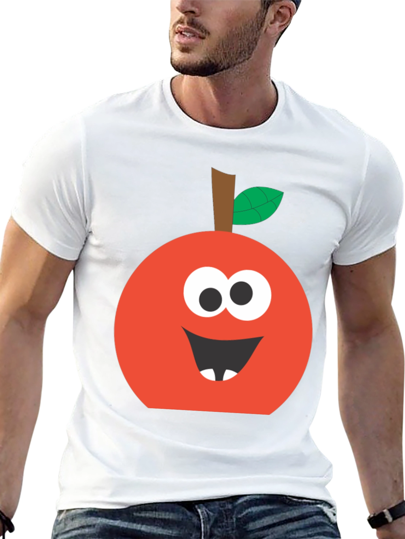 Funny Apple Face T-Shirt - Cute Cartoon Graphic Tee