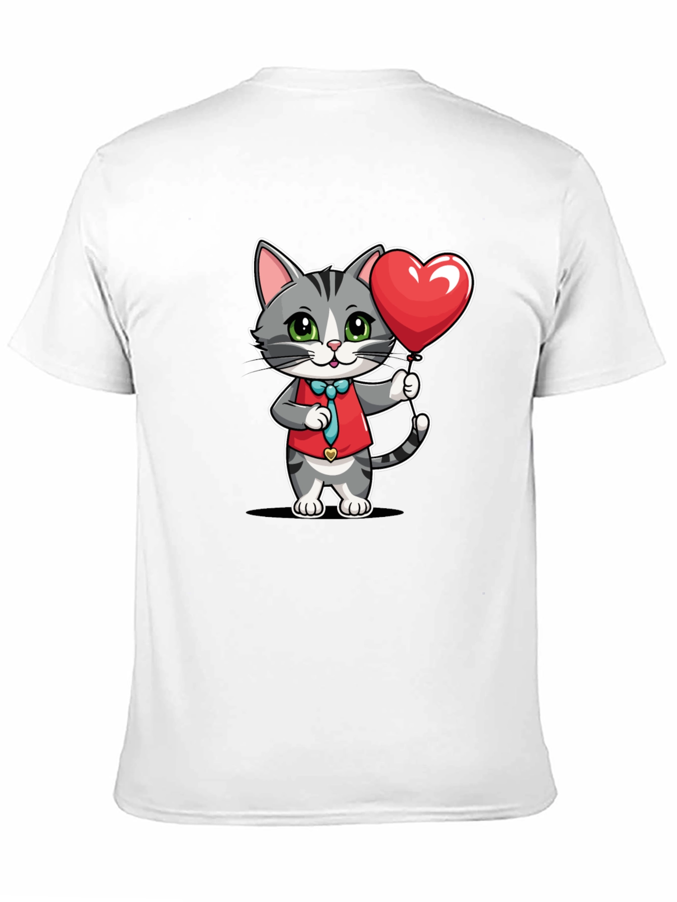 Cute Cat Holding Heart Balloon T-Shirt