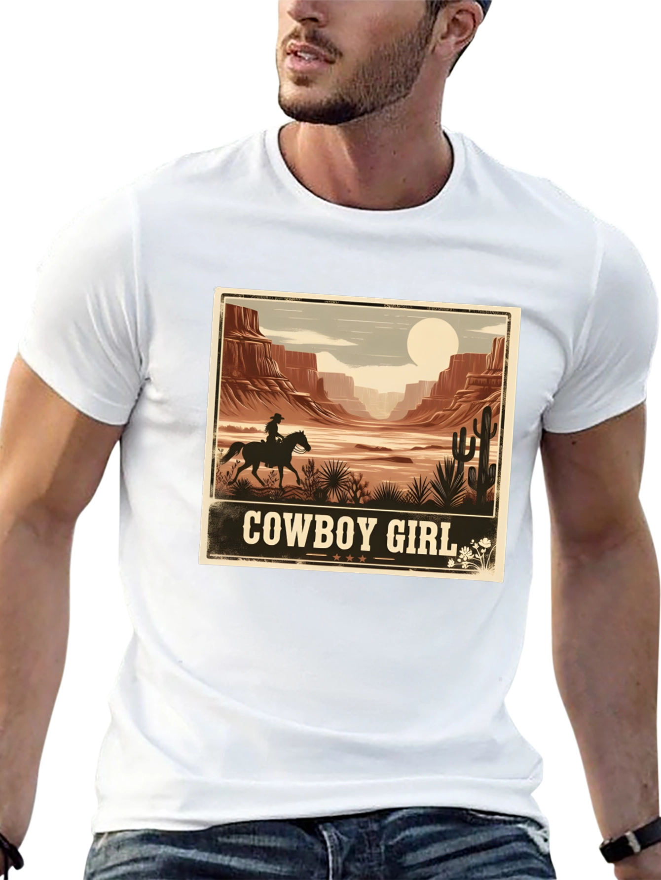 Cowboy Girl Desert Graphic Tee - Western Style