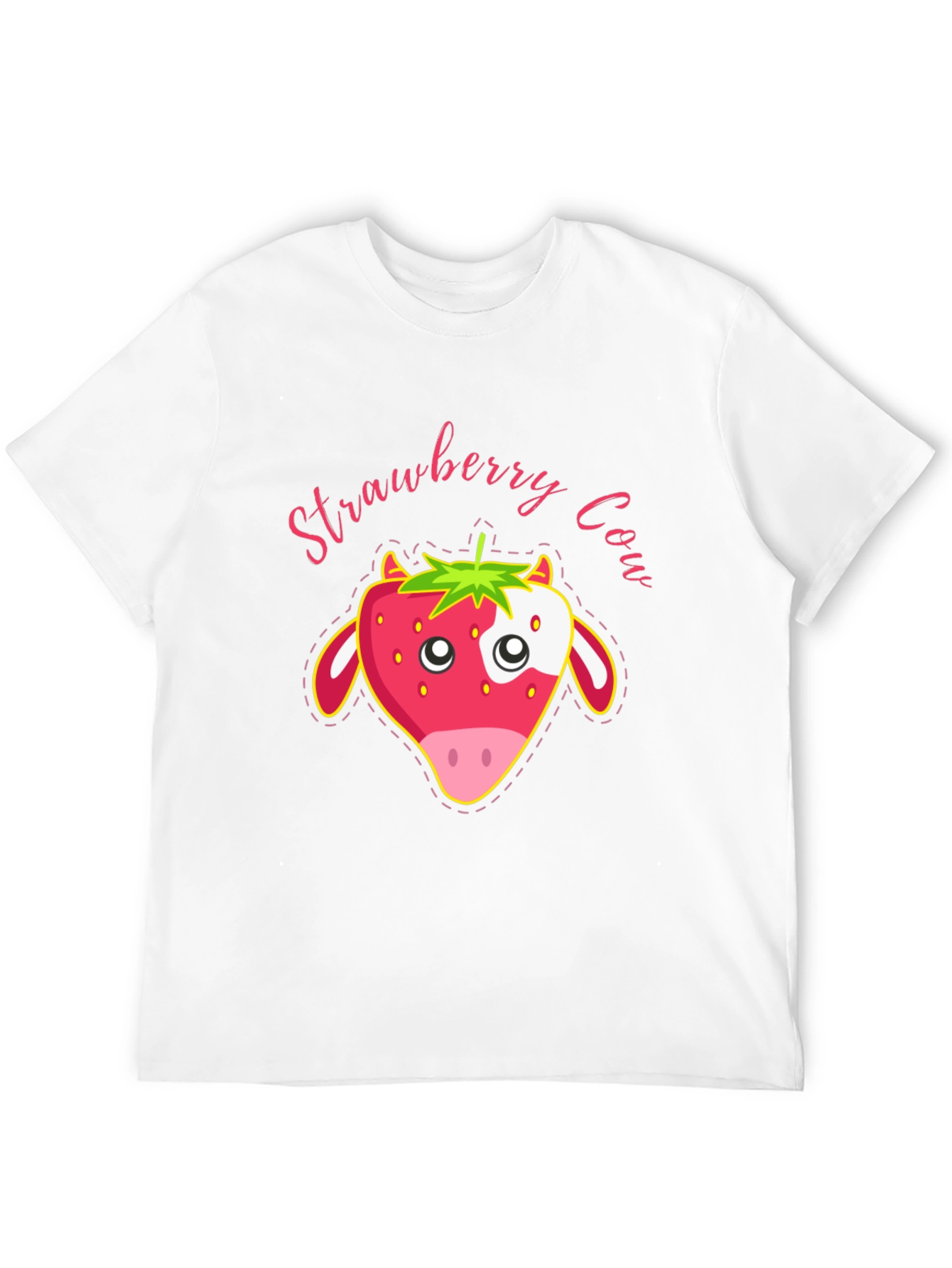 Strawberry Cow Graphic T-Shirt - Cute Animal Tee