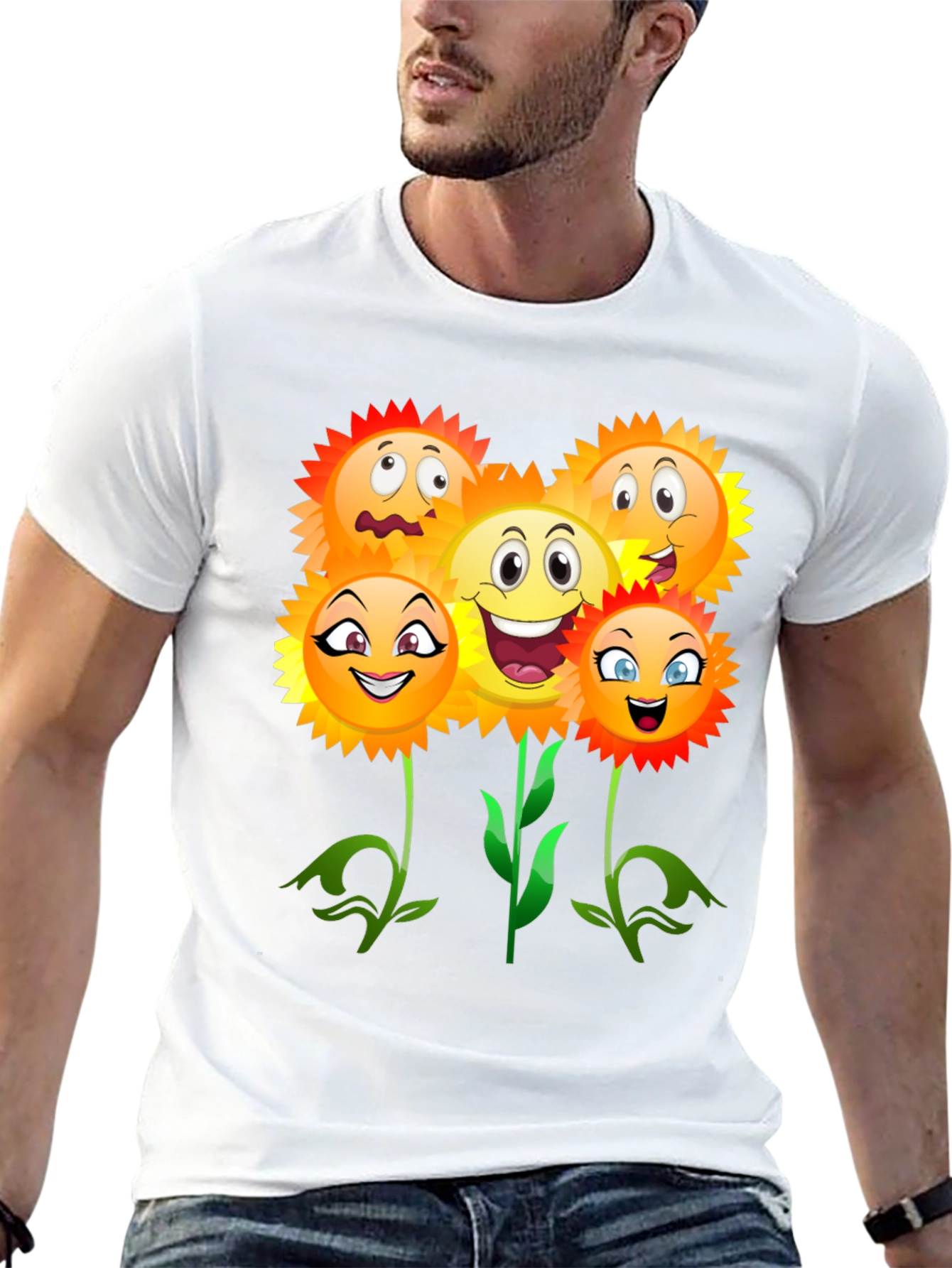 Funny Sunflower Emoji Graphic Tee
