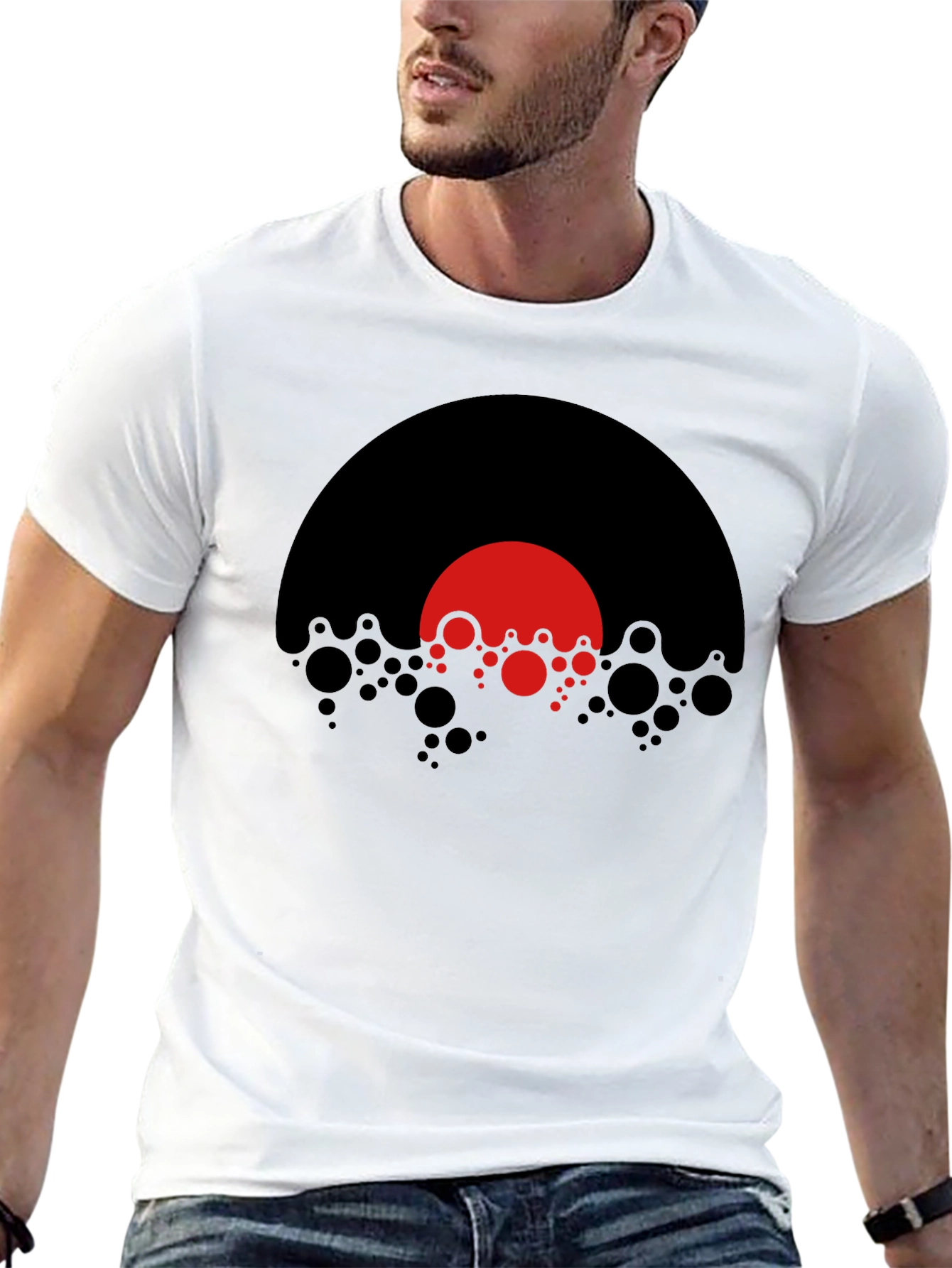 Modern Graphic T-Shirt - Abstract Red Black Design