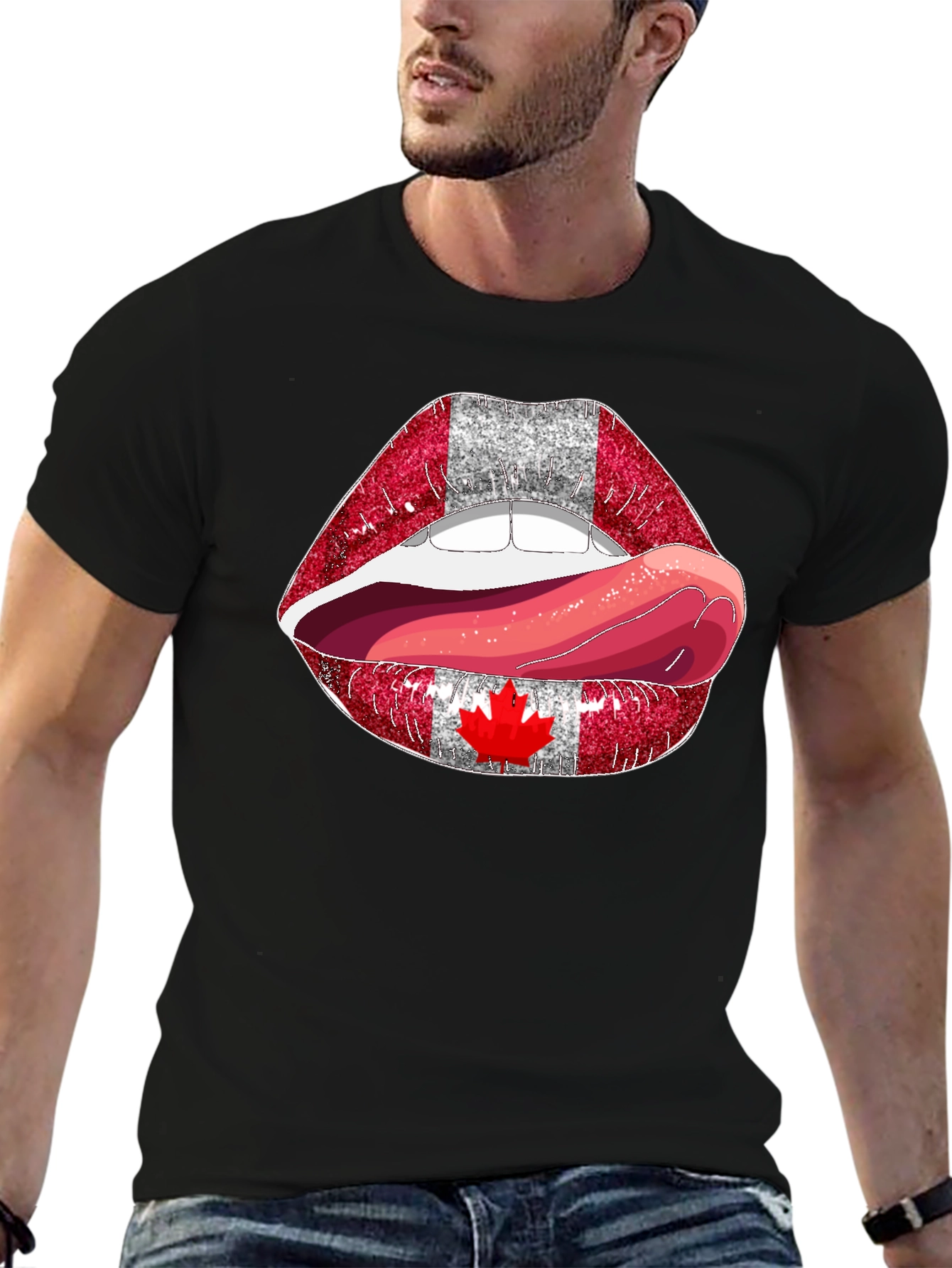 Canada Lips Black T-Shirt