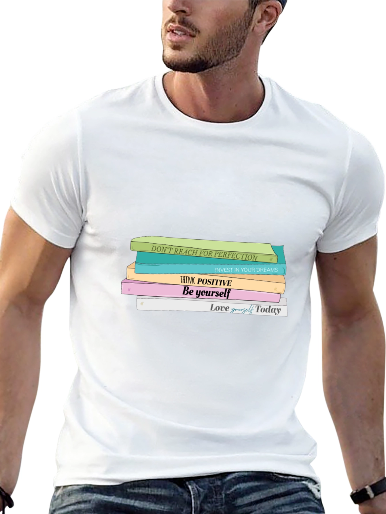 Motivational Books T-Shirt - Positive Vibes