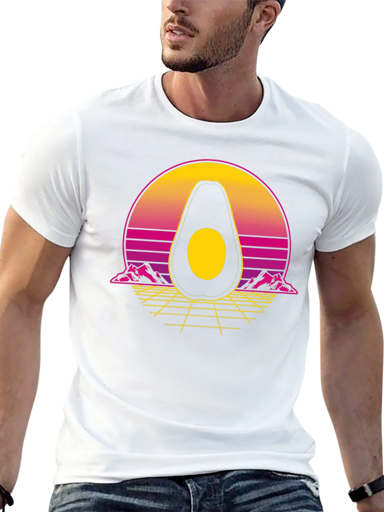 Retro Avocado Graphic Tee - Black