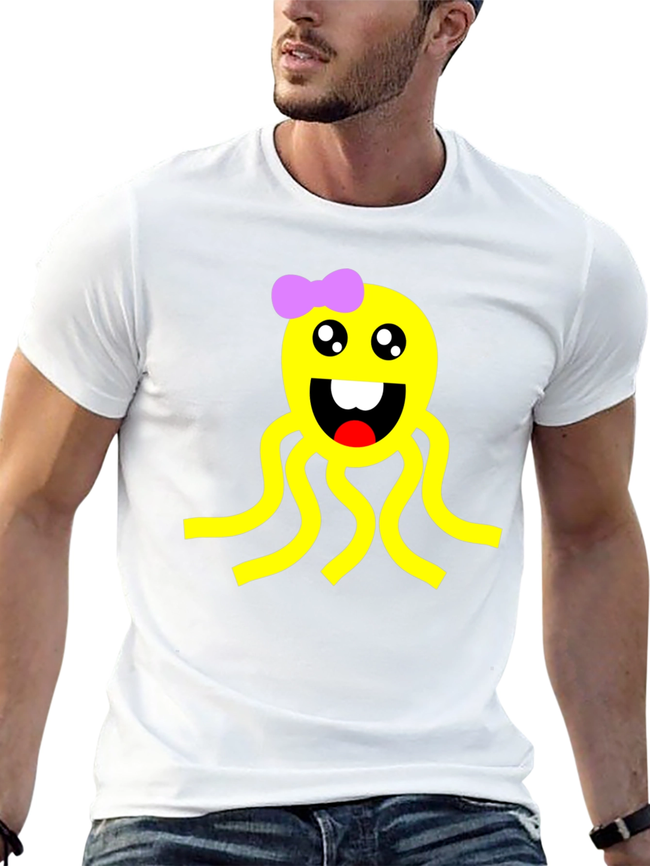 Cute Octopus Graphic Black T-Shirt
