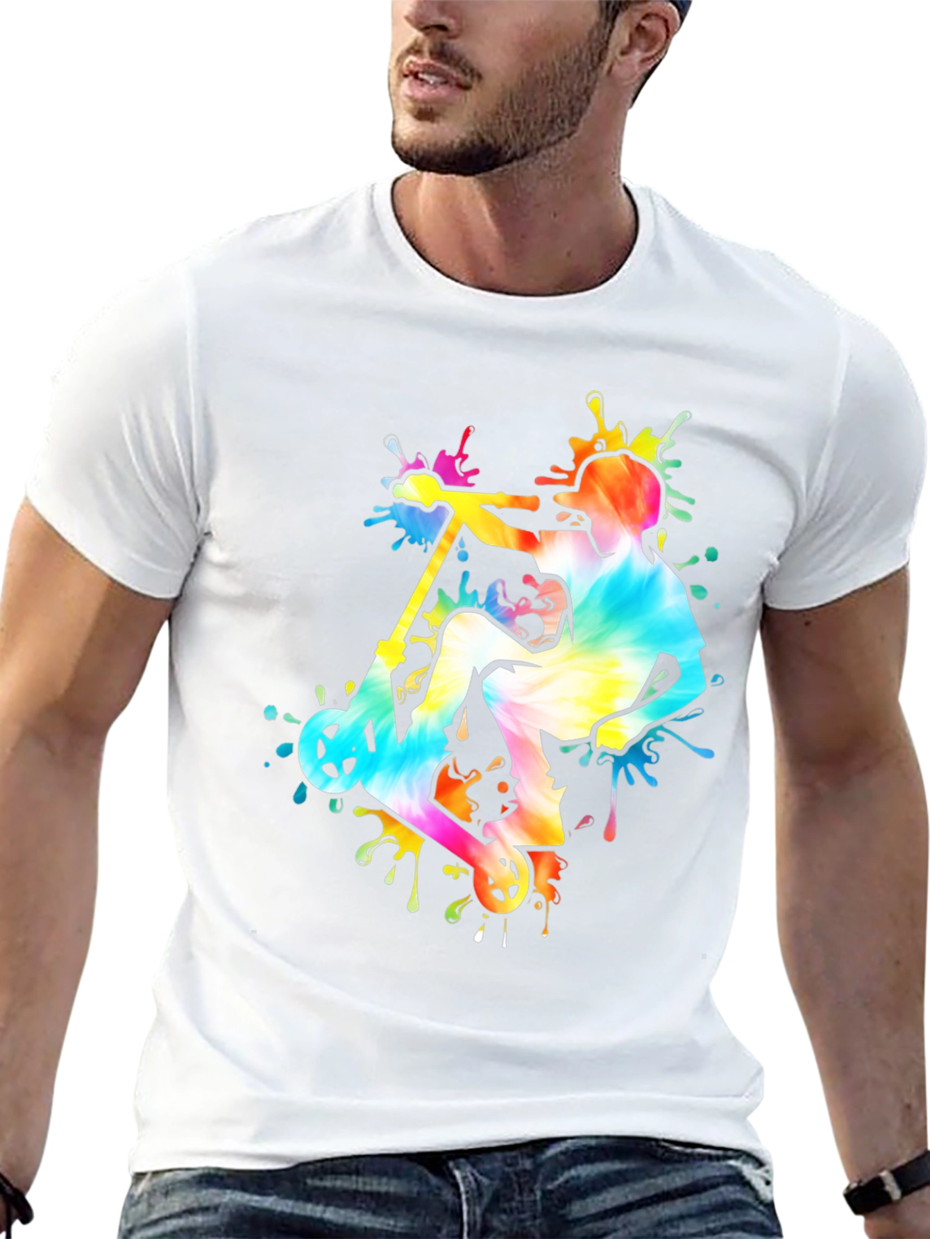 Tie-Dye Scooter Graphic Tee - Black