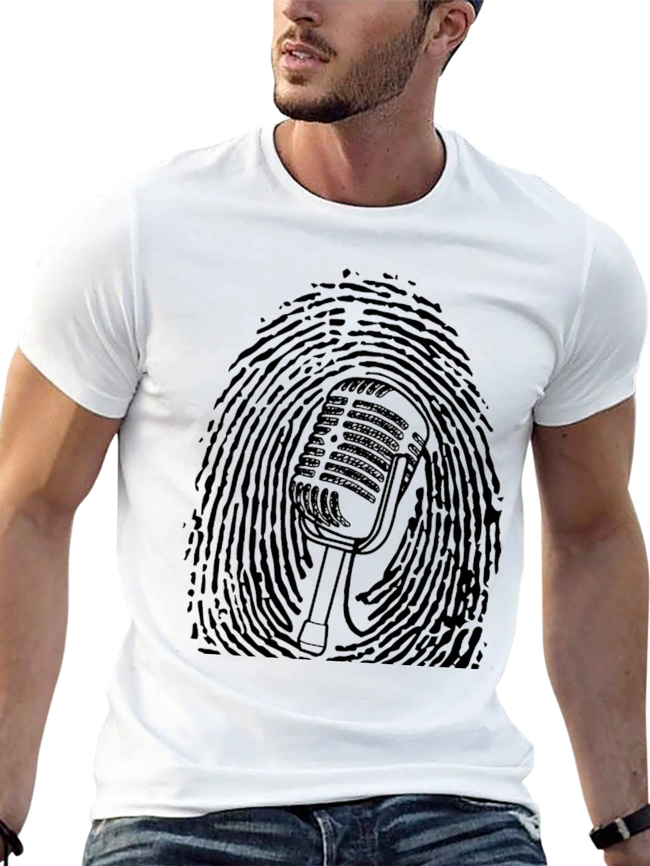 Retro Microphone Fingerprint Graphic Tee