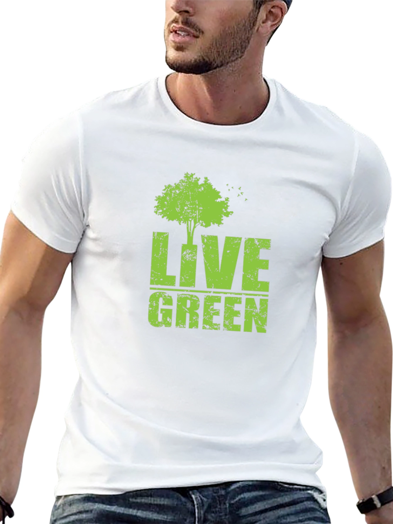 Live Green Tree Graphic Black T-Shirt
