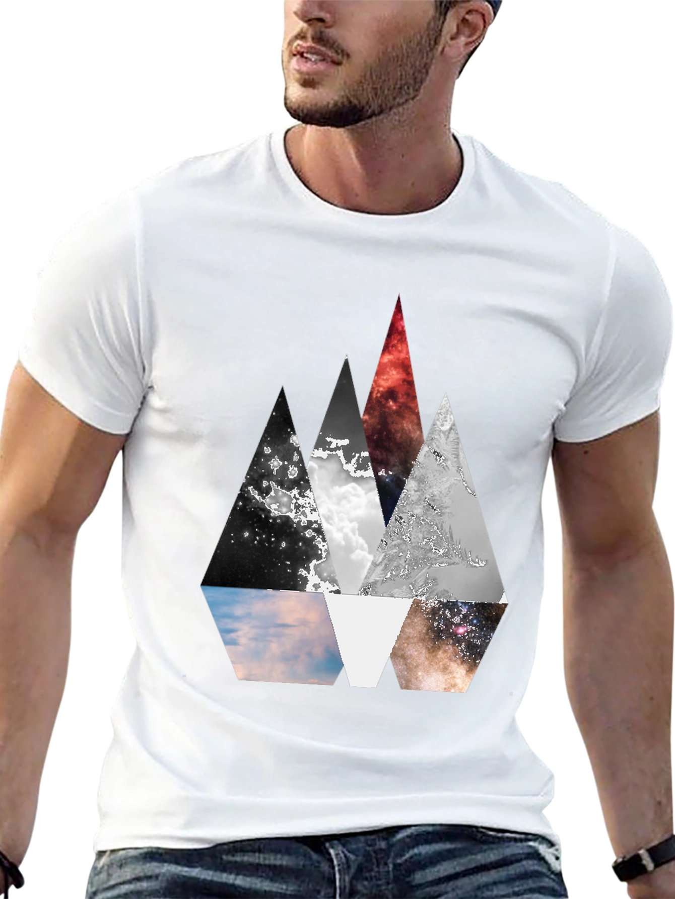 Geometric Mountainscape Graphic Tee - Modern Design