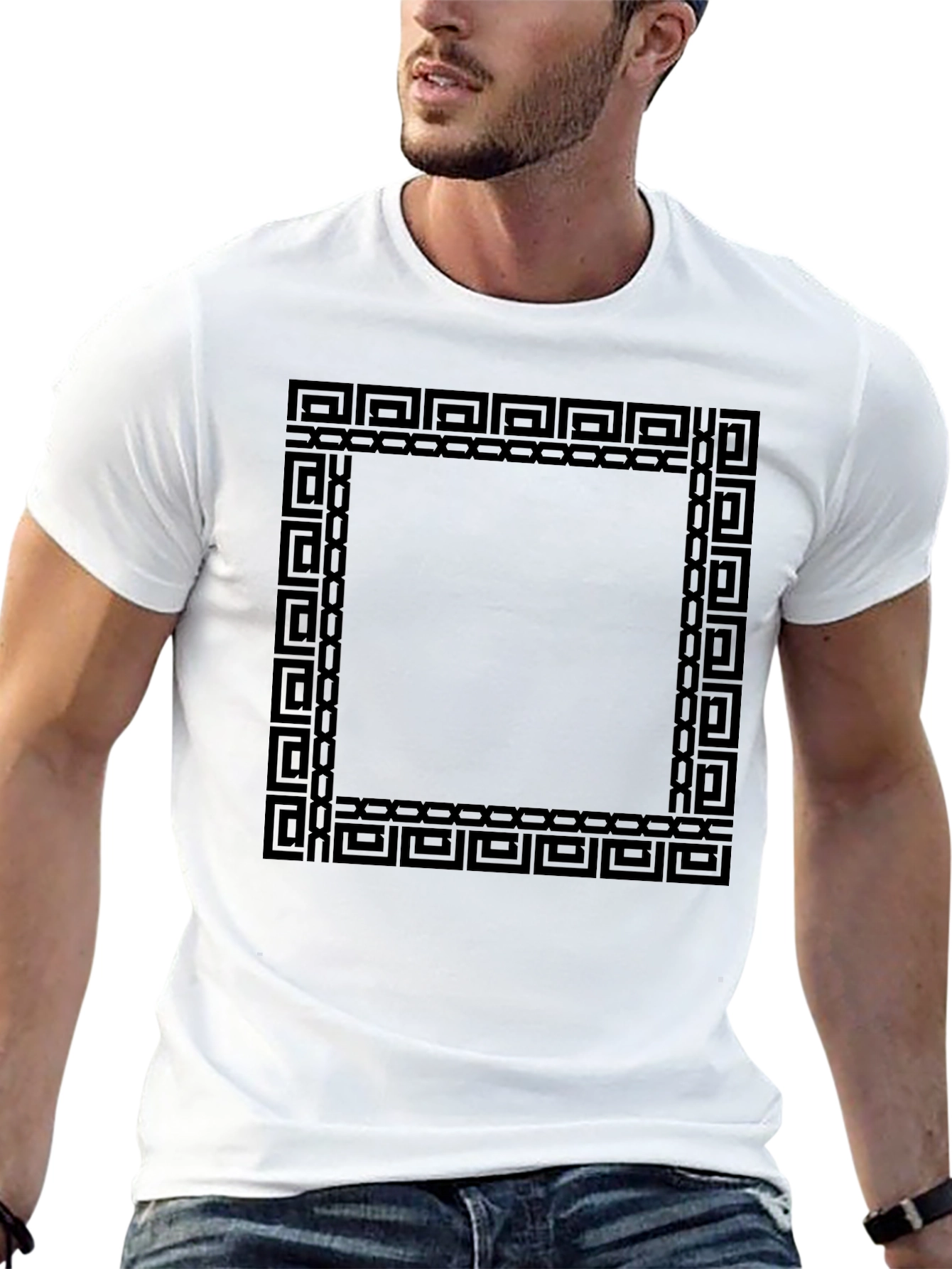 Geometric Square Graphic Black T-Shirt