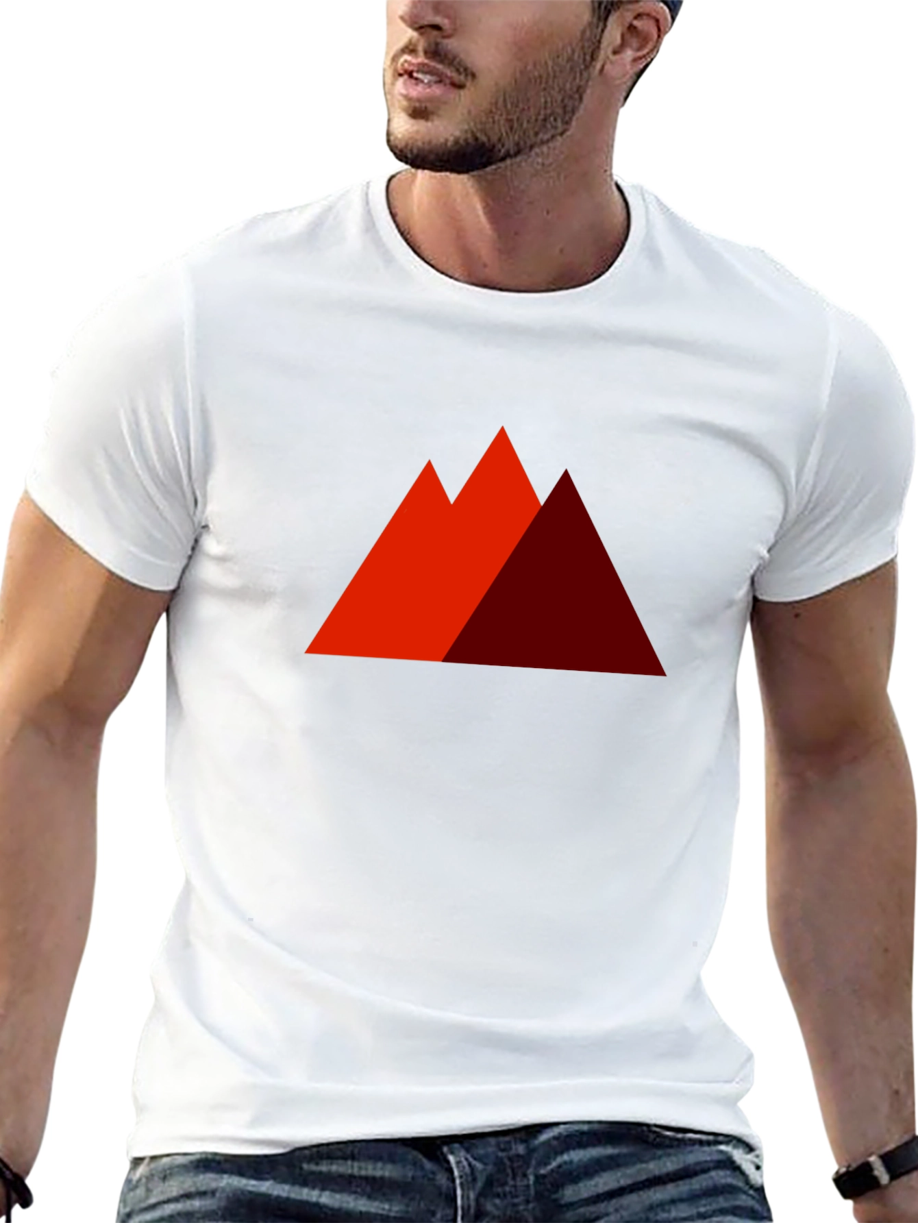 Geometric Mountain Graphic Tee - Modern Casual Shirt