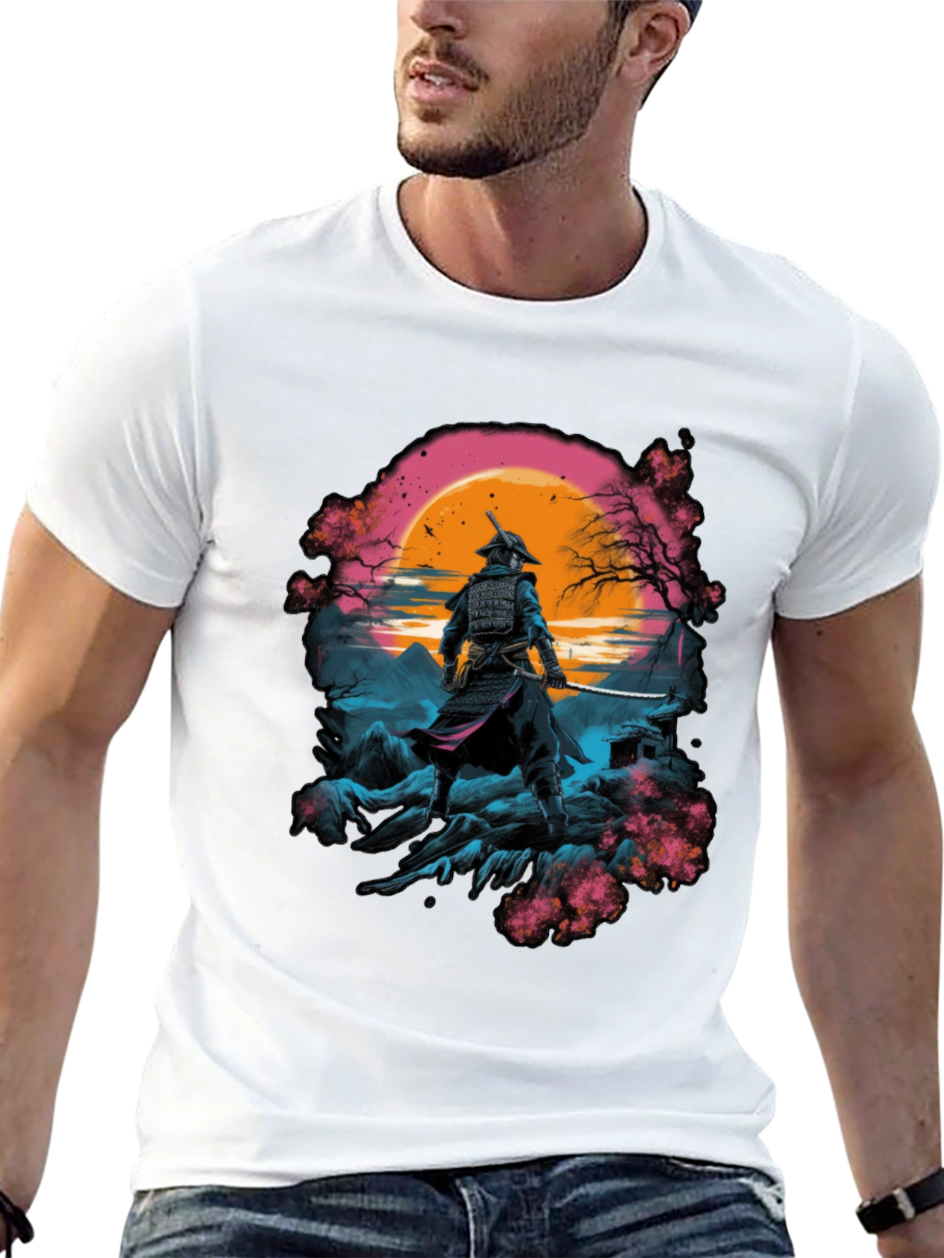 Samurai Sunset Graphic T-Shirt - Martial Arts Tee