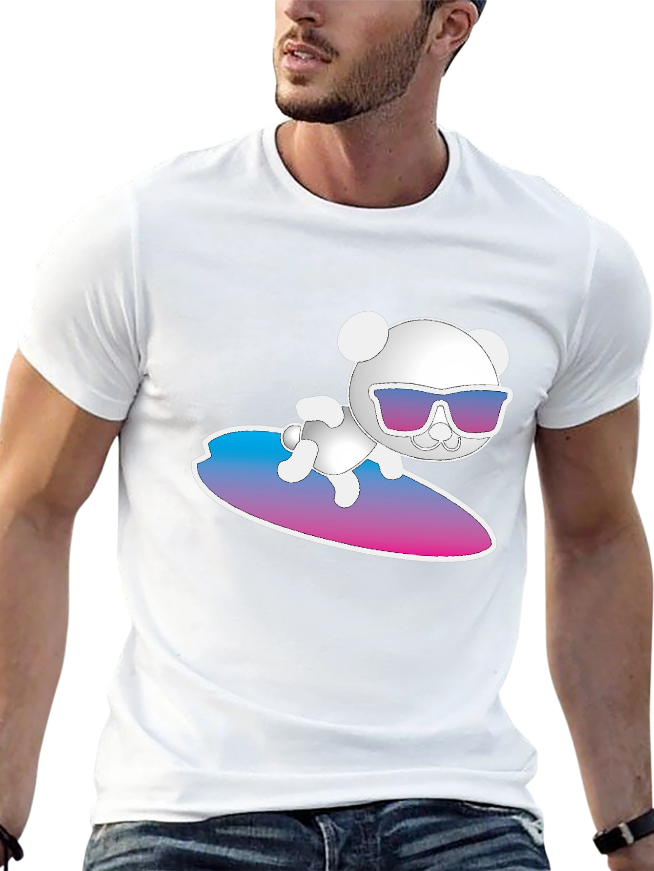 Cool Bear Surfing Graphic T-Shirt